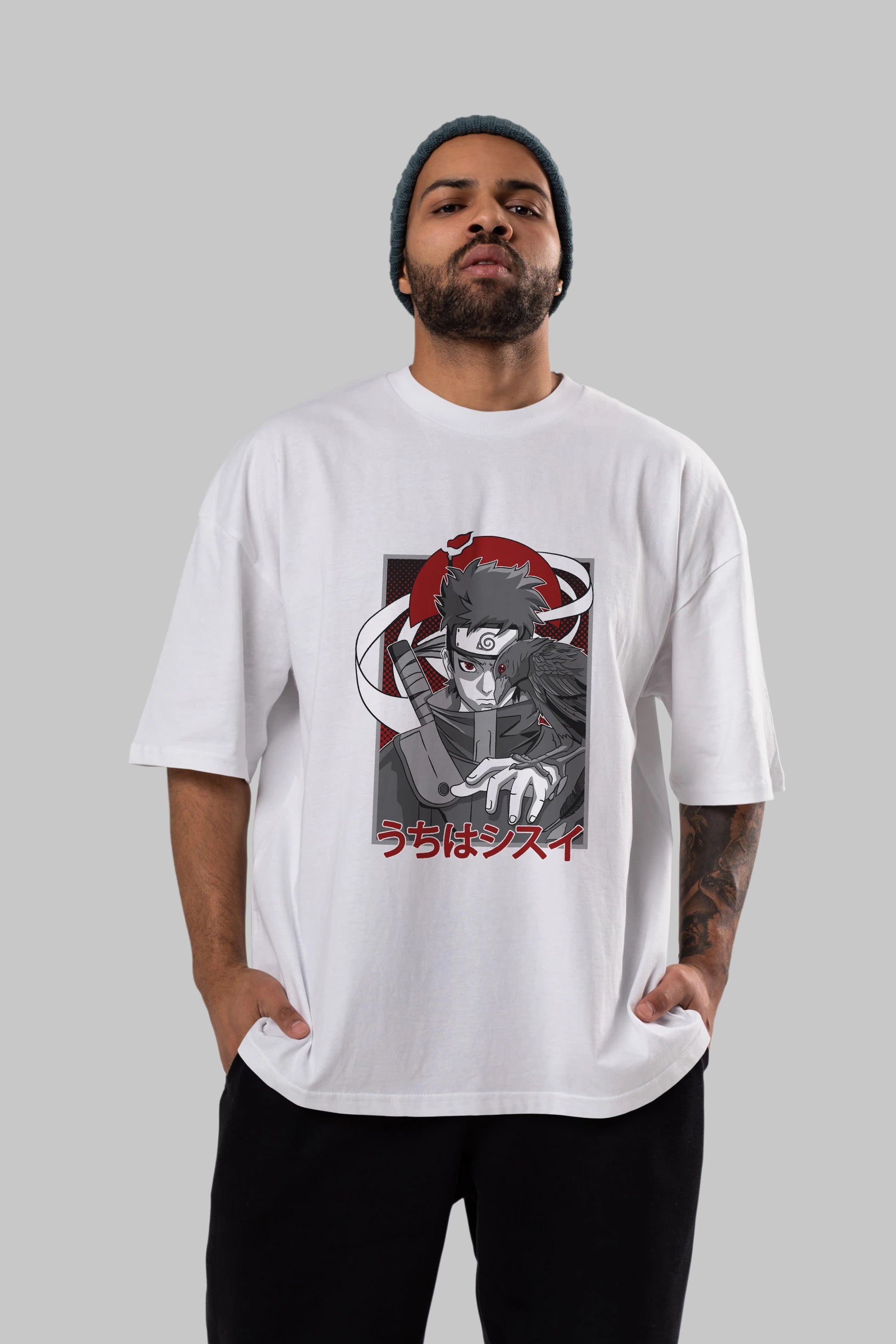 SHISUI UCHIHA NARUTO Anime Ön Baskılı Oversize t-shirt %100 pamuk Erkek Kadın Unisex