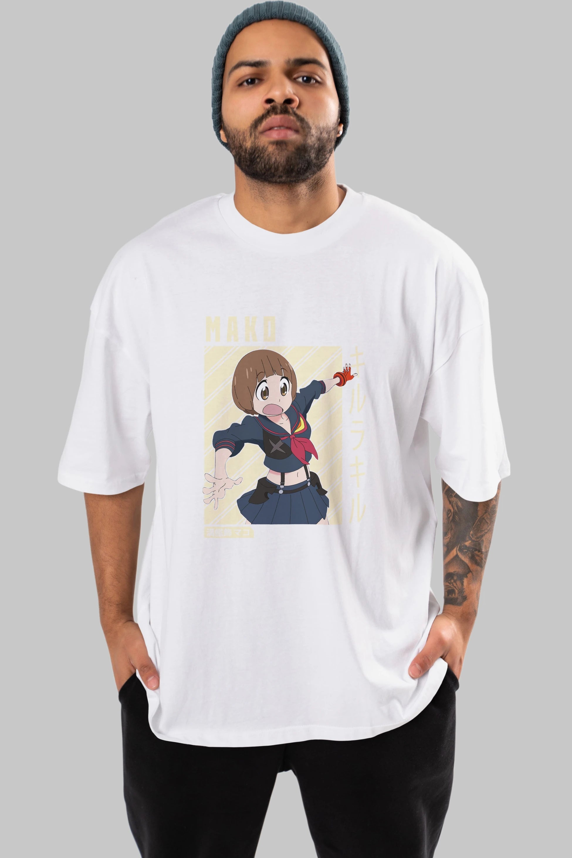 Mako Mankanshoku 1 Anime Ön Baskılı Oversize t-shirt %100 pamuk Erkek Kadın Unisex