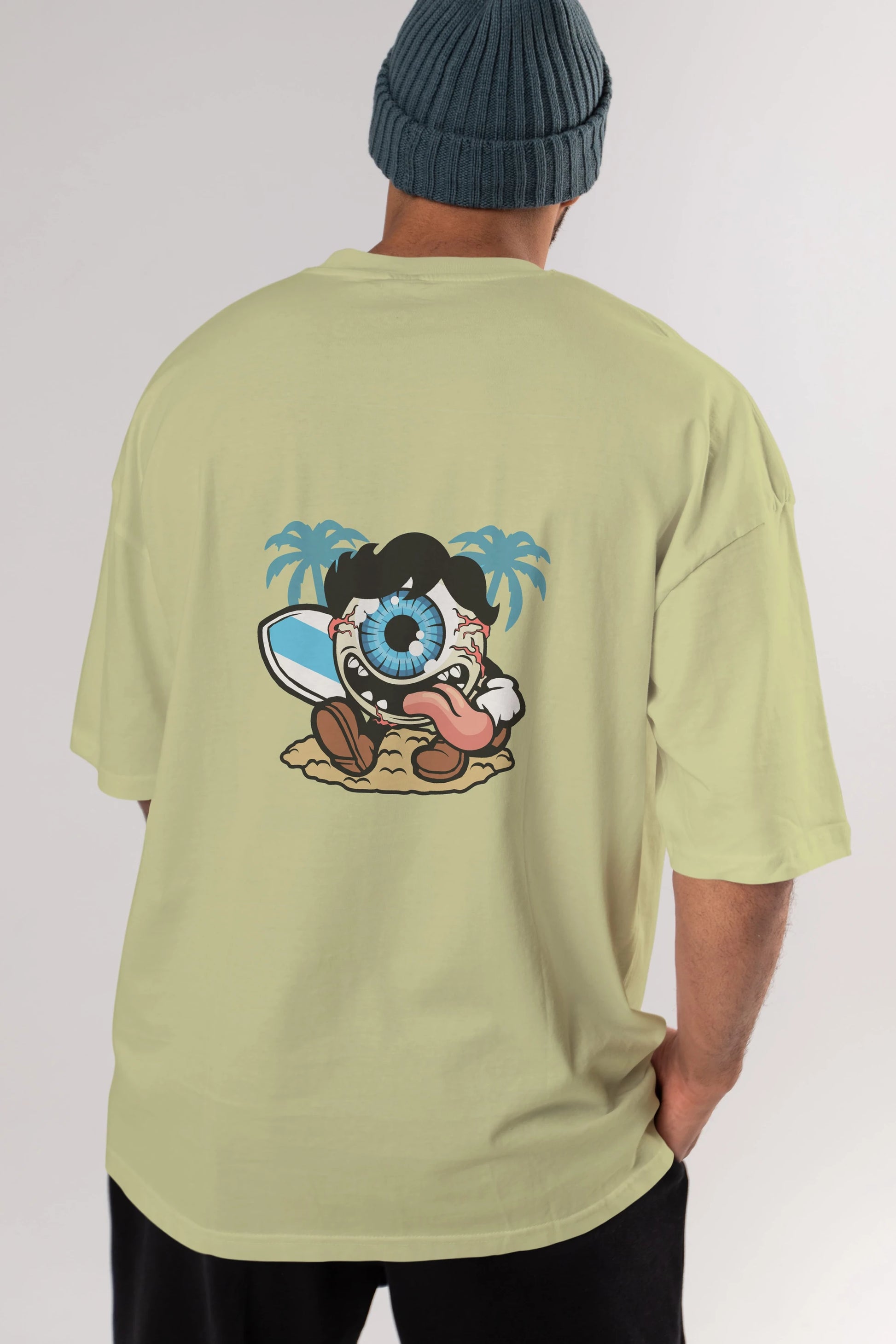 Eye Ball Surfer Arka Baskılı Oversize t-shirt Erkek Kadın Unisex %100 Pamuk tişort