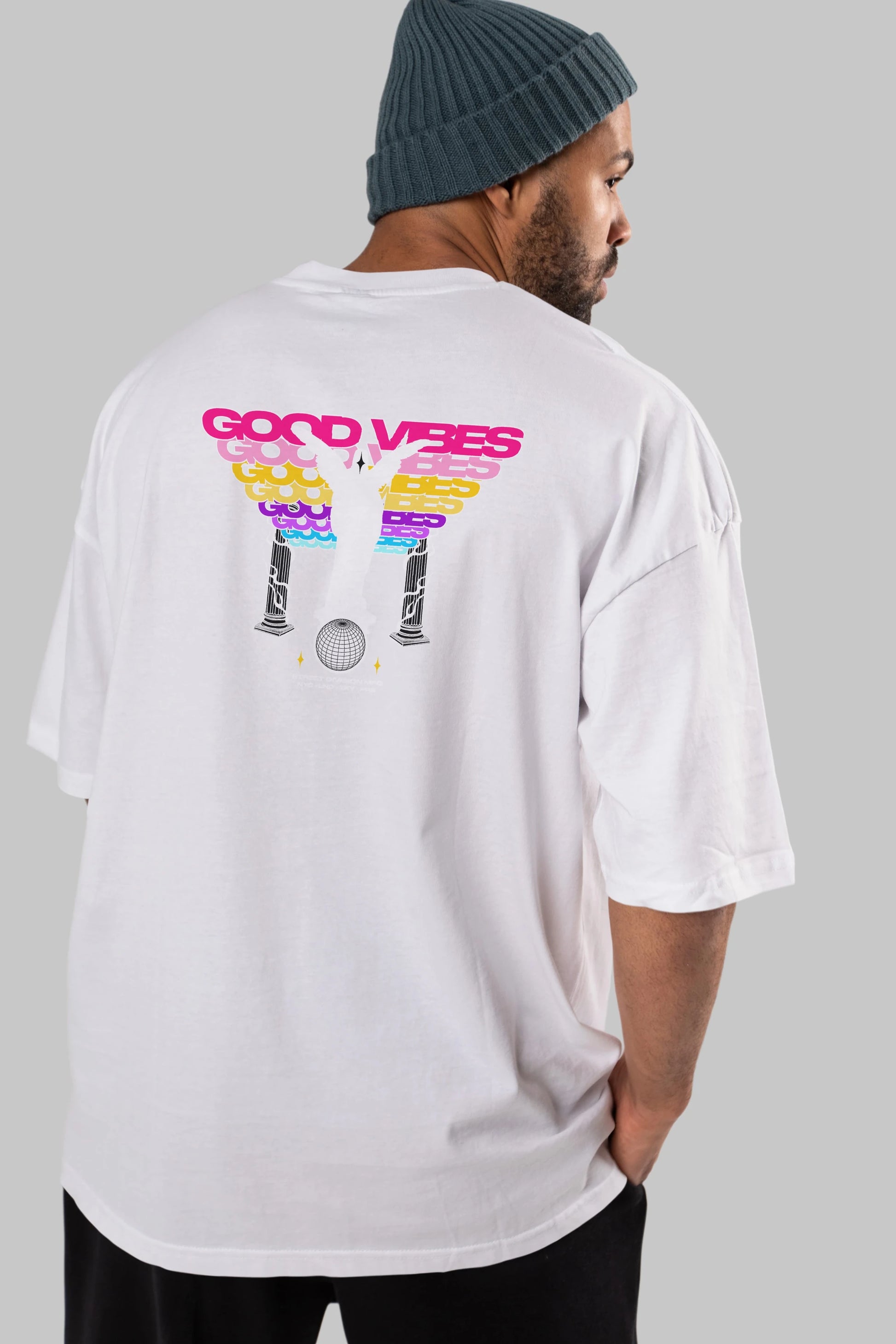 Good Vibes Arka Baskılı Oversize t-shirt Erkek Kadın Unisex