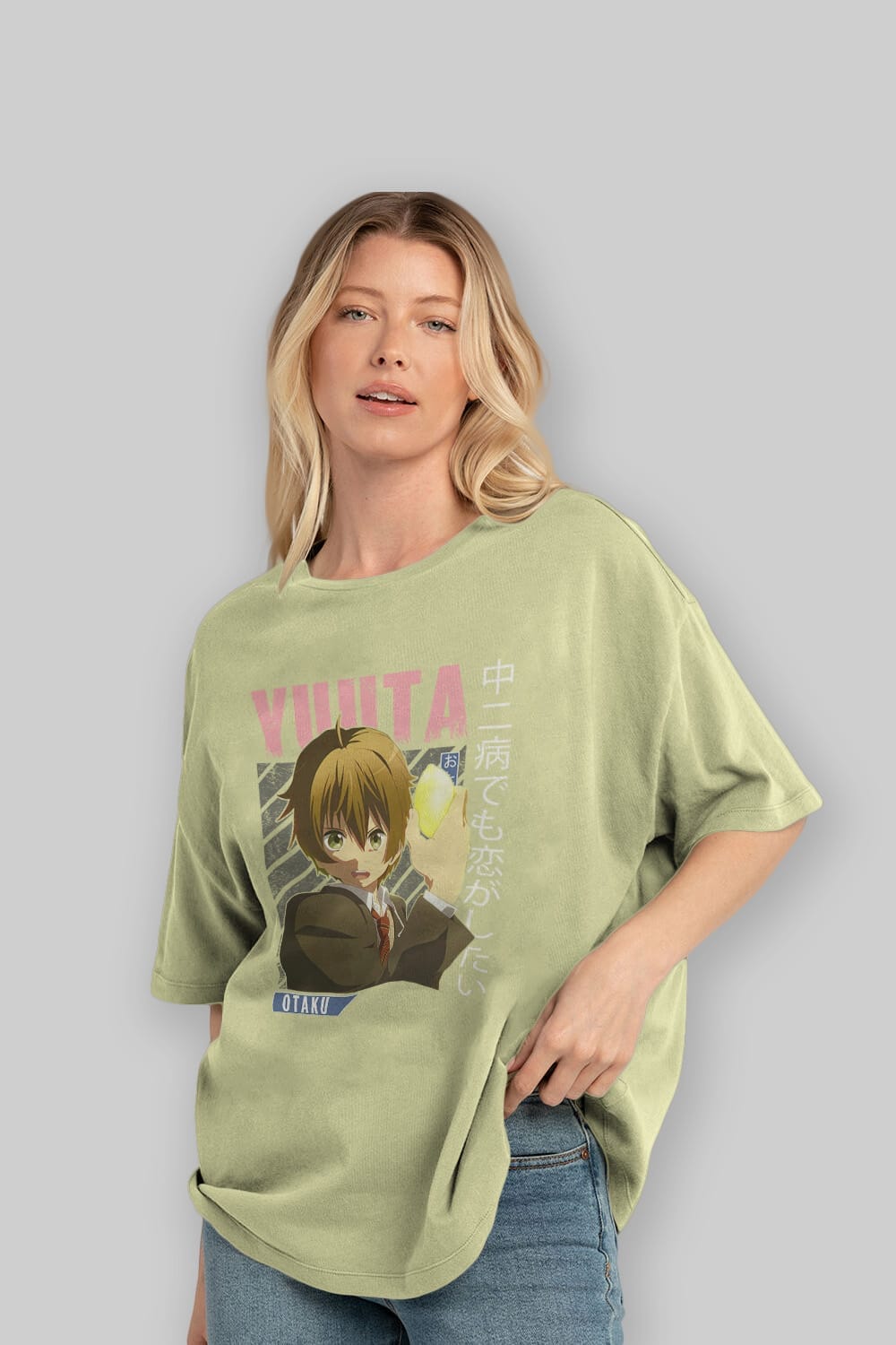 Yuuta Togashi 2 Anime Ön Baskılı Oversize t-shirt %100 pamuk Erkek Kadın Unisex