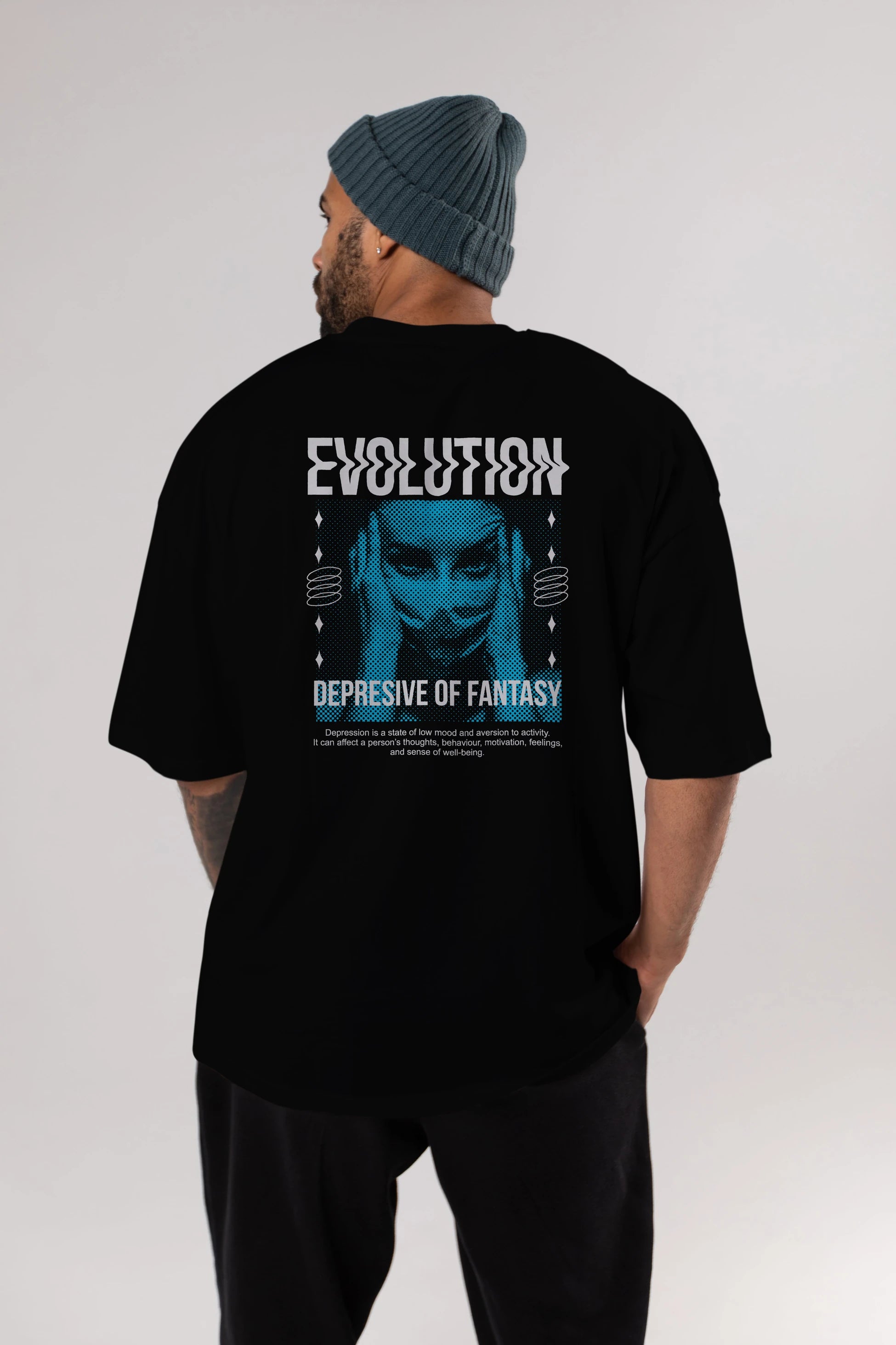 Evolution Arka Baskılı Oversize t-shirt Erkek Kadın Unisex
