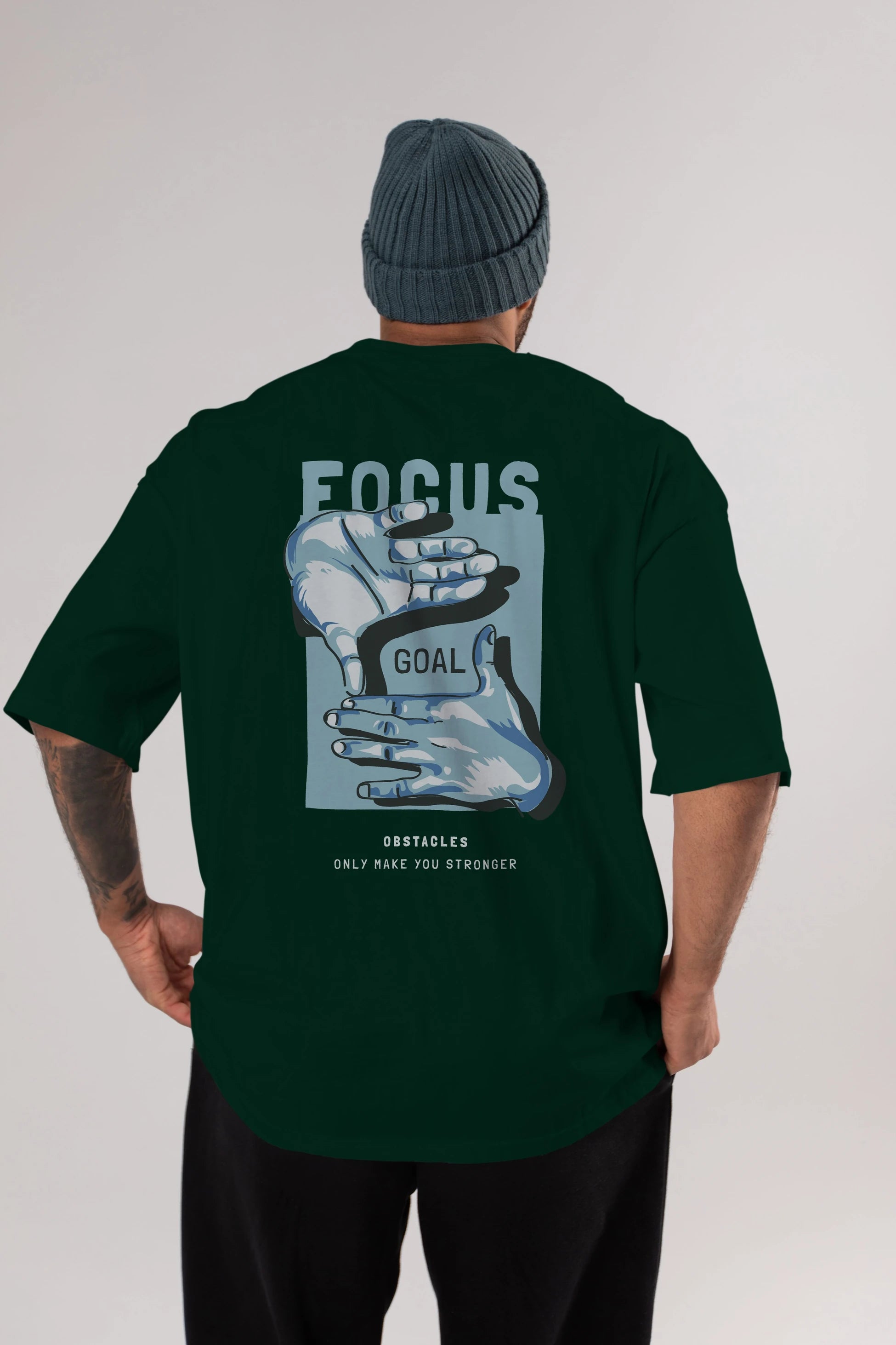 Focus Goal Arka Baskılı Oversize t-shirt Erkek Kadın Unisex