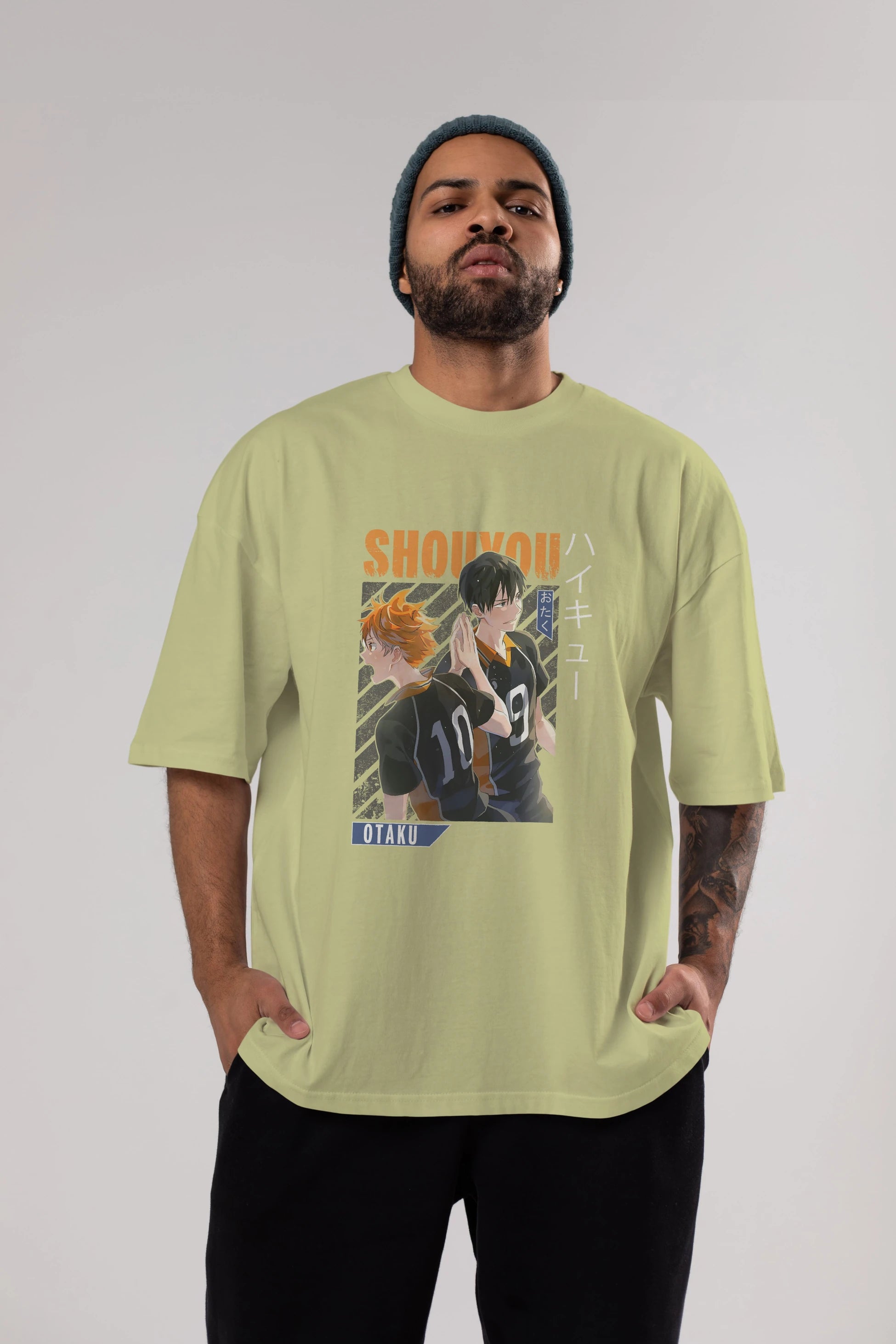 Shouyou Hinata 12 Anime Ön Baskılı Oversize t-shirt %100 pamuk Erkek Kadın Unisex