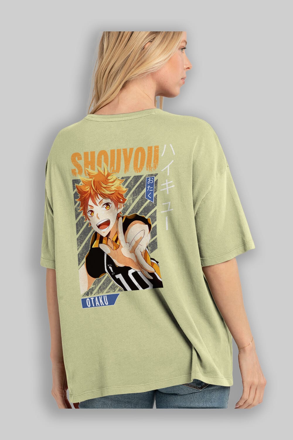 Shouyou Hinata 9 Anime Arka Baskılı Oversize t-shirt Erkek Kadın Unisex