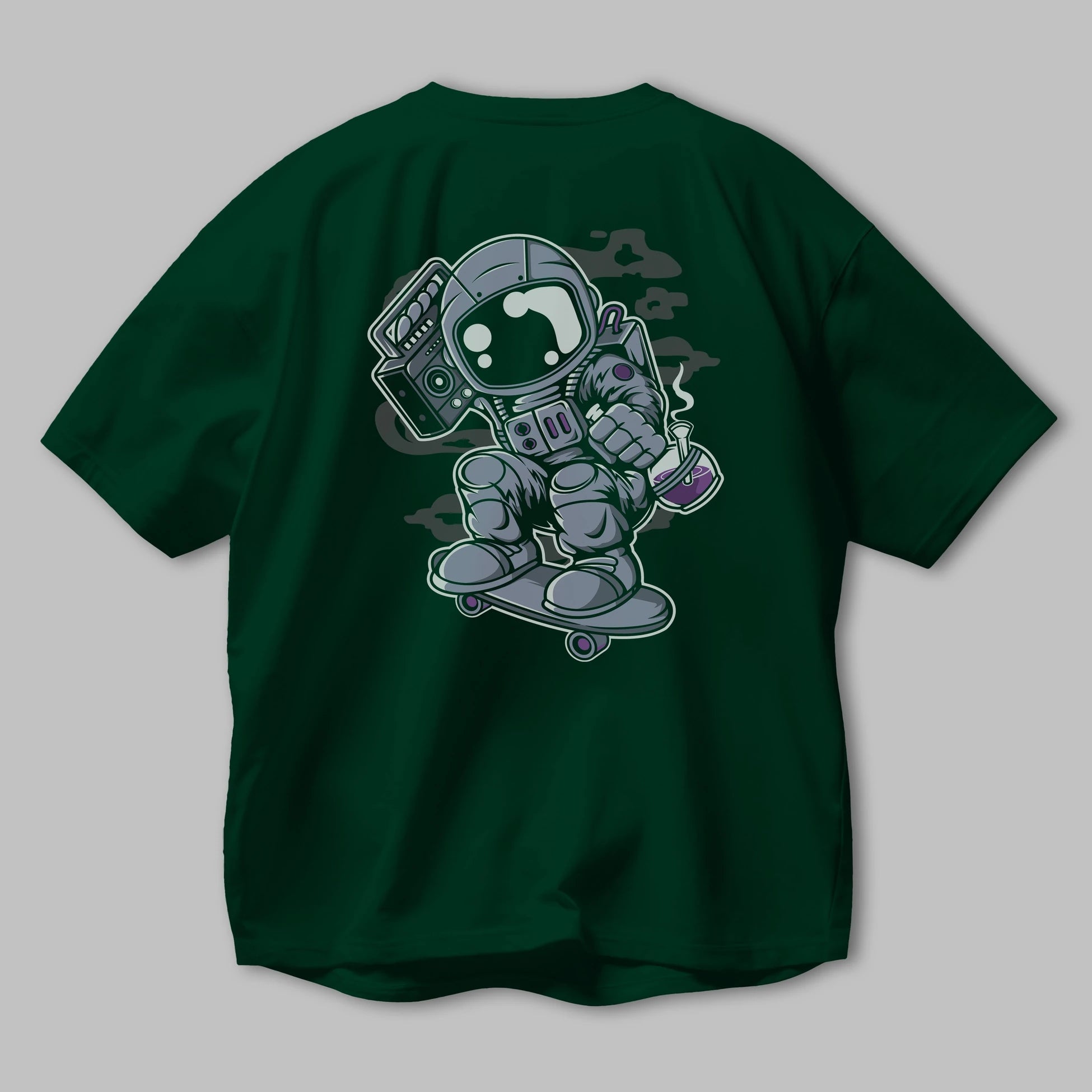 Astroanut Skater Boombox Arka Baskılı Oversize t-shirt Erkek Kadın Unisex