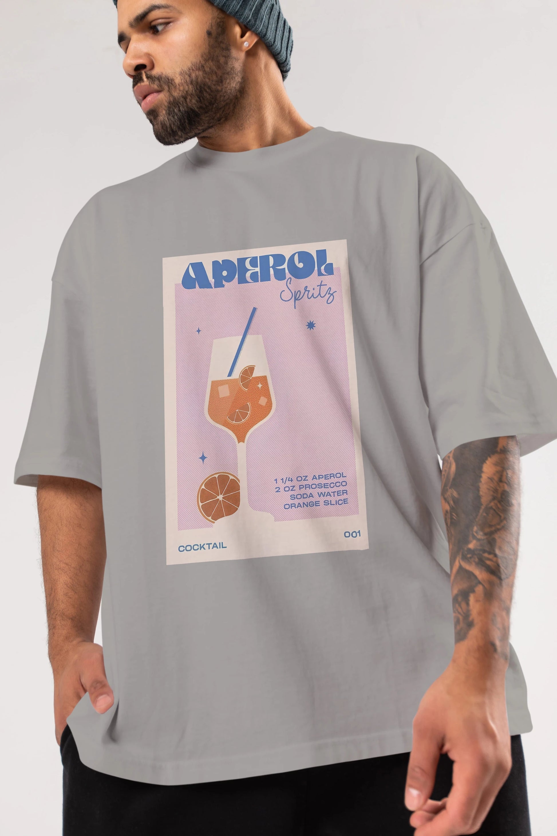 Aperol Spritz Ön Baskılı Oversize t-shirt Erkek Kadın Unisex %100 Pamuk Bisiklet Yaka tişort