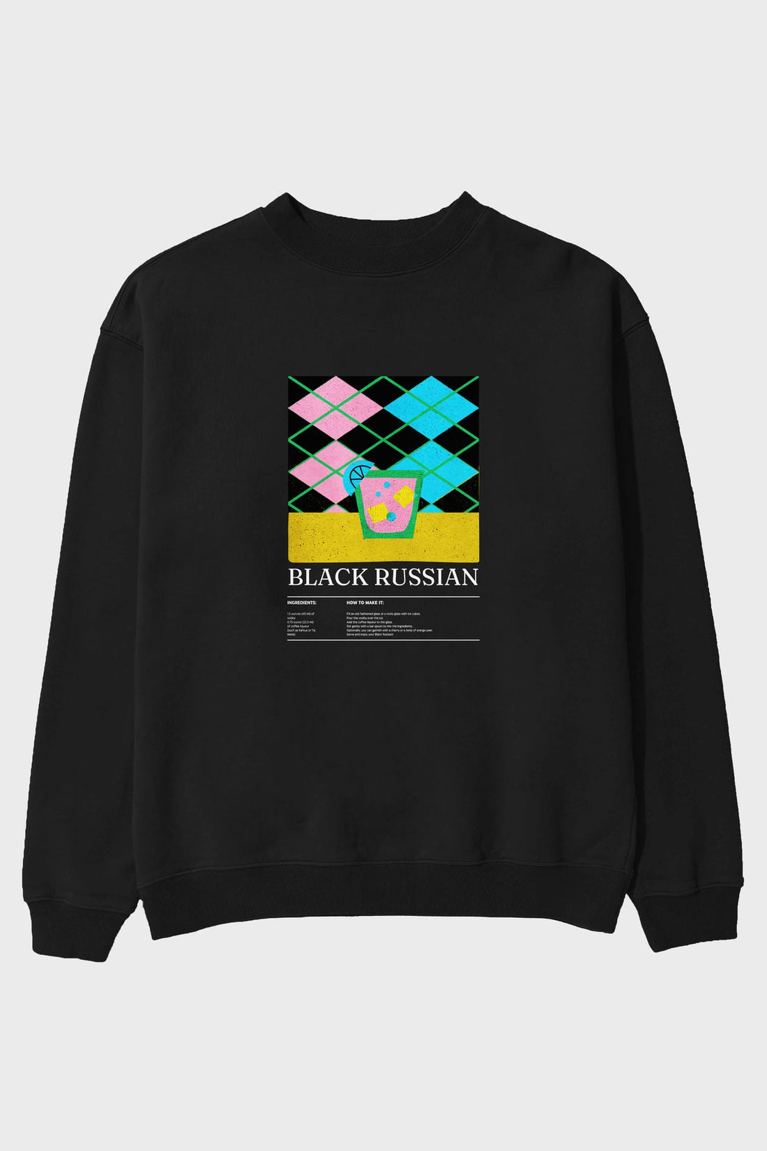 Black Russian ön Baskılı Oversize Sweatshirt Erkek Kadın Unisex