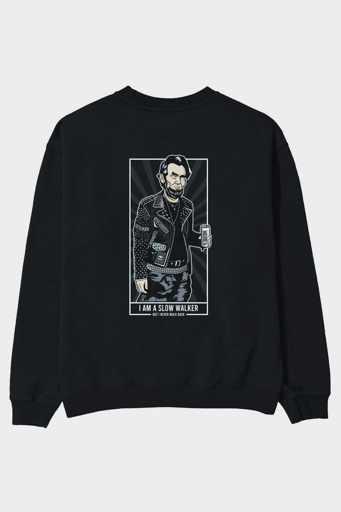 Lincoln Street Punk Arka Baskılı Oversize Sweatshirt Erkek Kadın Unisex