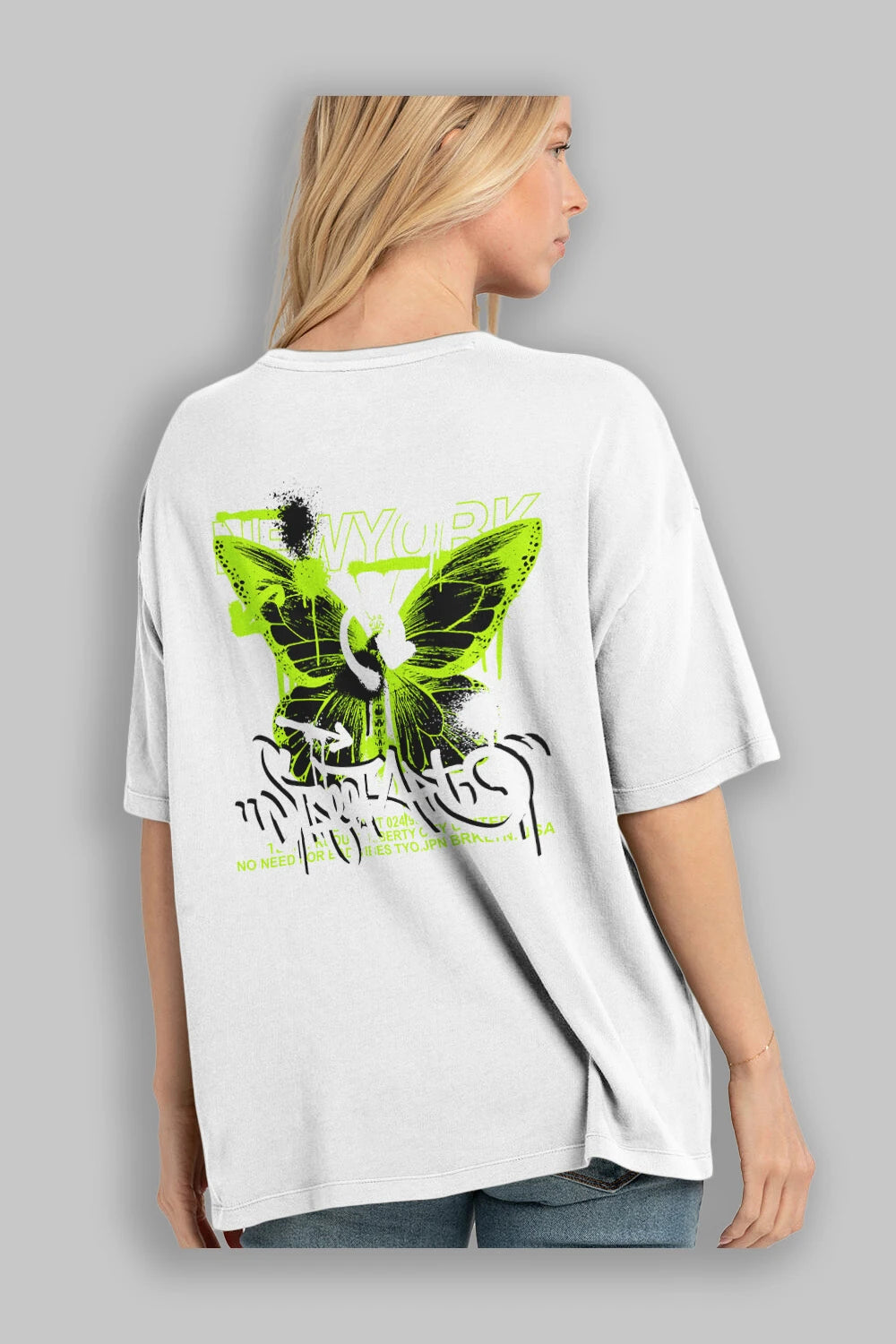 New York Street Style Arka Baskılı Oversize t-shirt Erkek Kadın Unisex