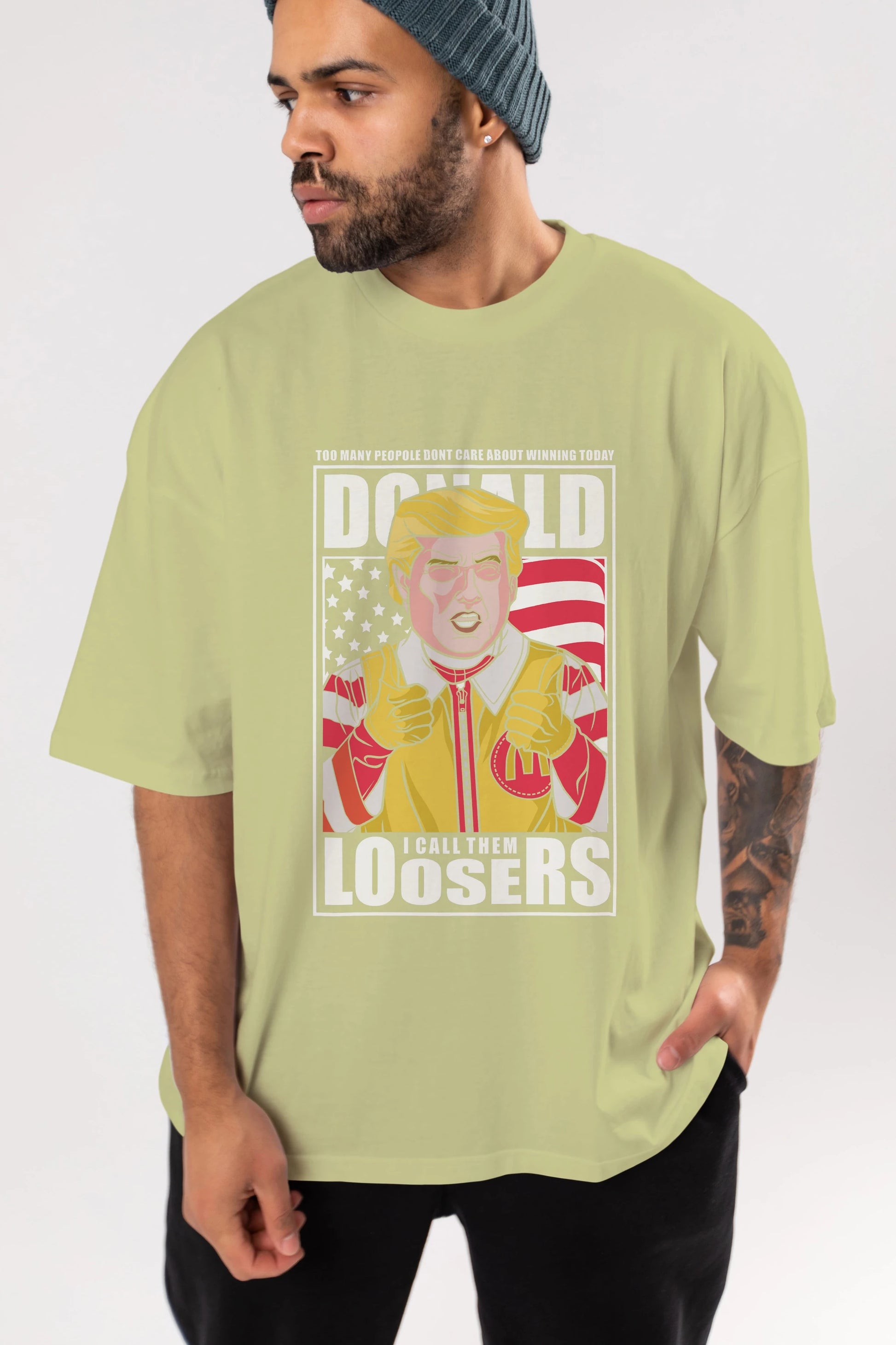 Ronald Trump Ön Baskılı Oversize t-shirt Erkek Kadın Unisex %100 Pamuk tişort
