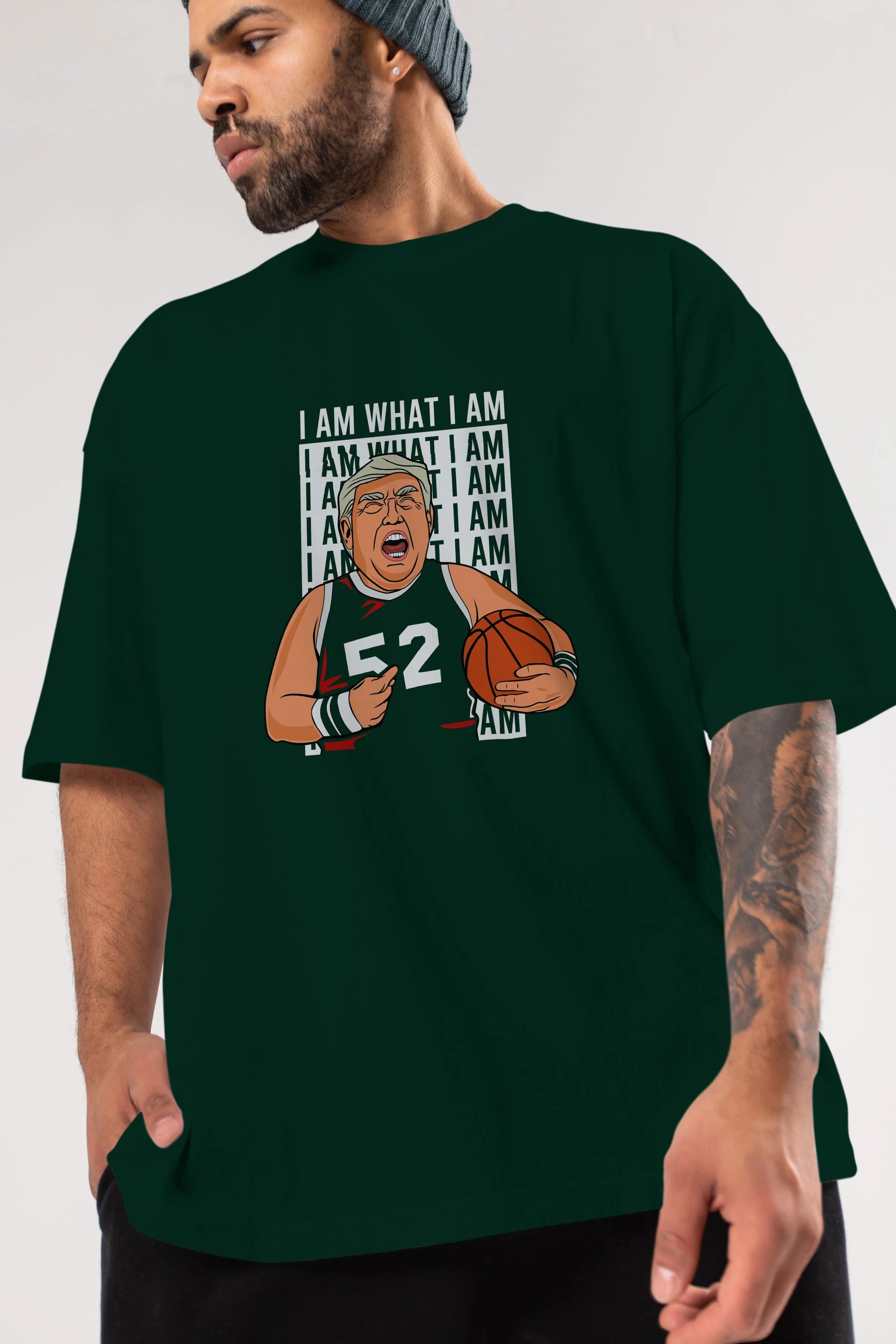 Trump Basketball Ön Baskılı Oversize t-shirt Erkek Kadın Unisex %100 Pamuk tişort