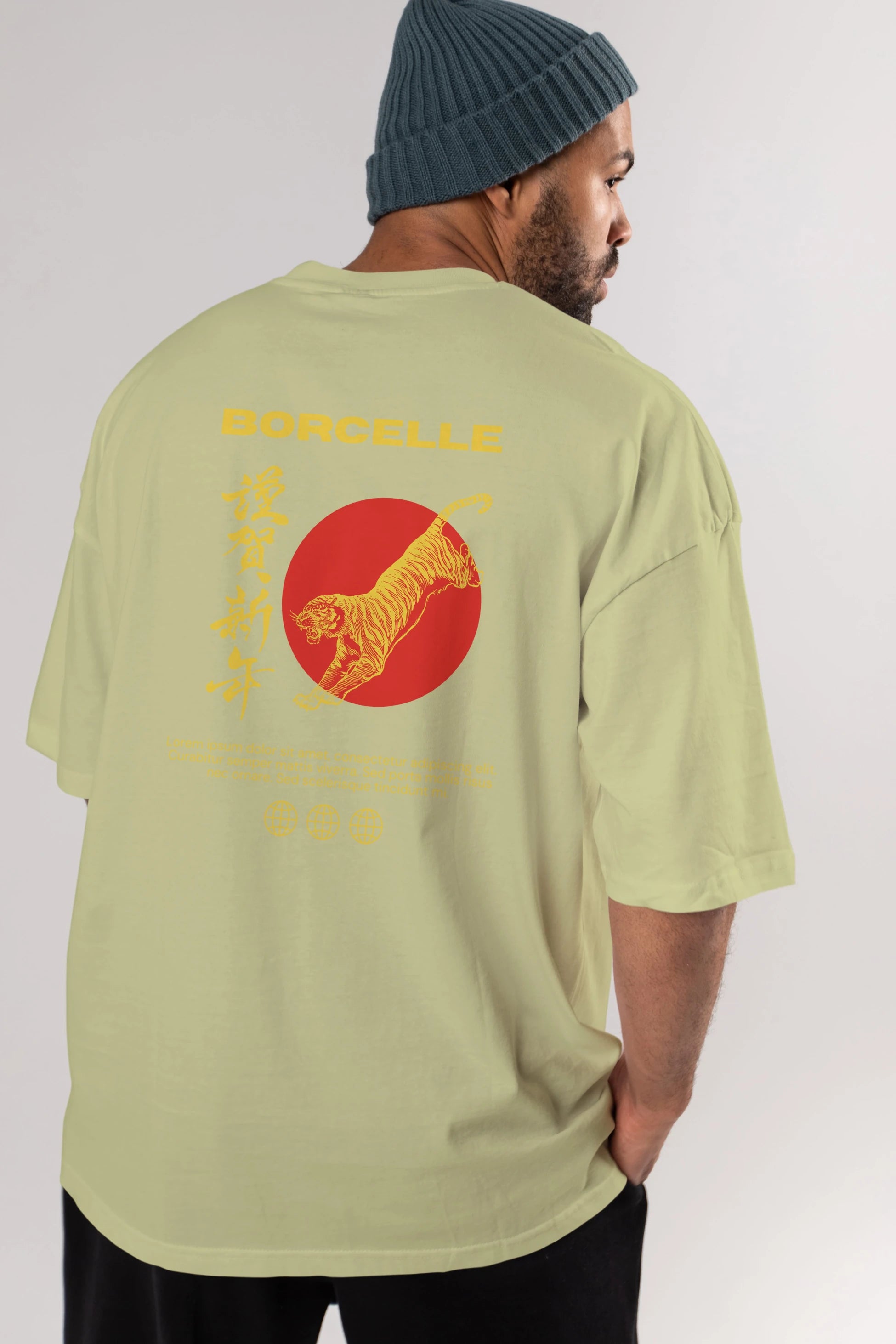 Borcelle Tiger Streetwear Arka Baskılı Oversize t-shirt Erkek Kadın Unisex