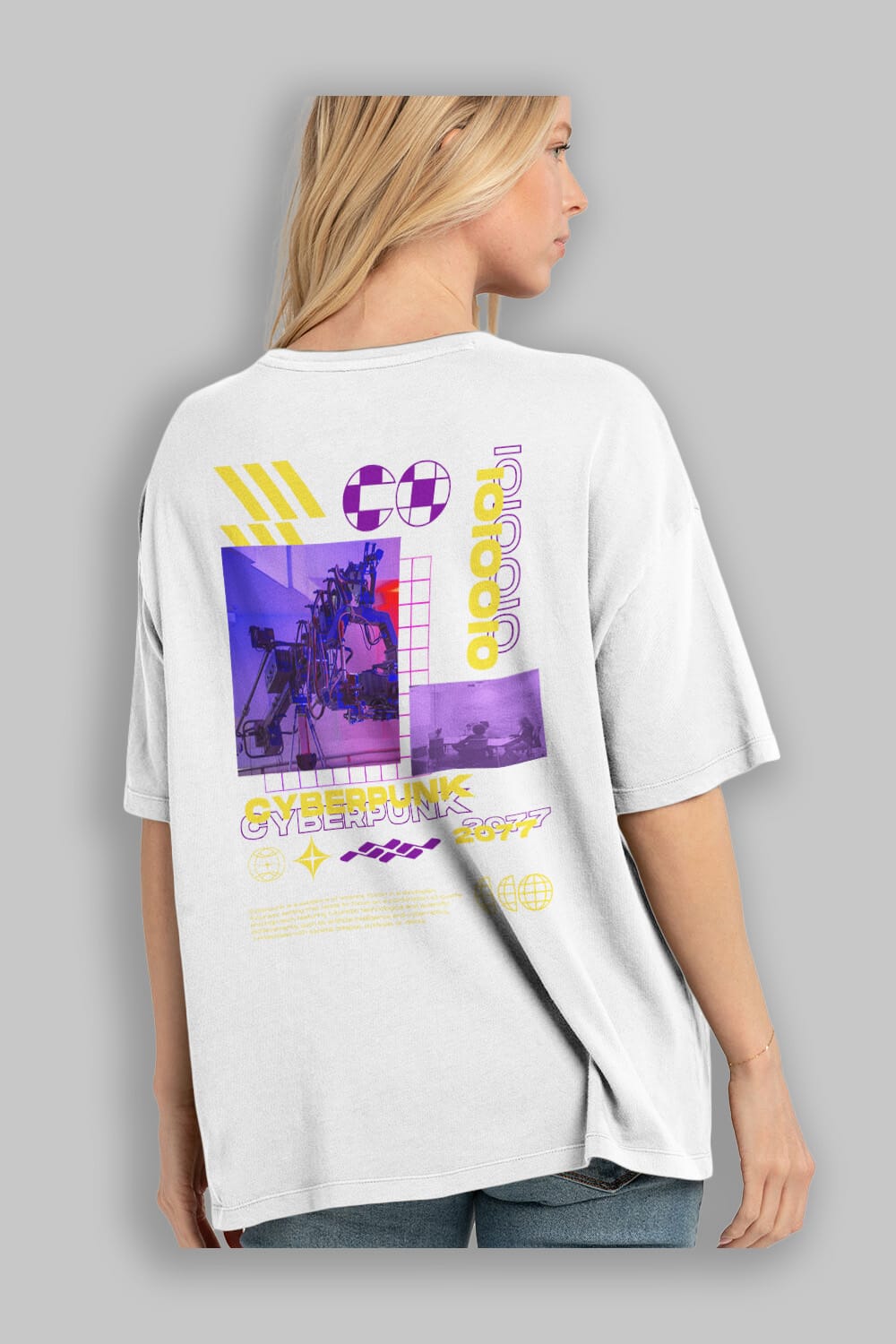 Cyberpunk Yazılı Arka Baskılı Oversize t-shirt Erkek Kadın Unisex