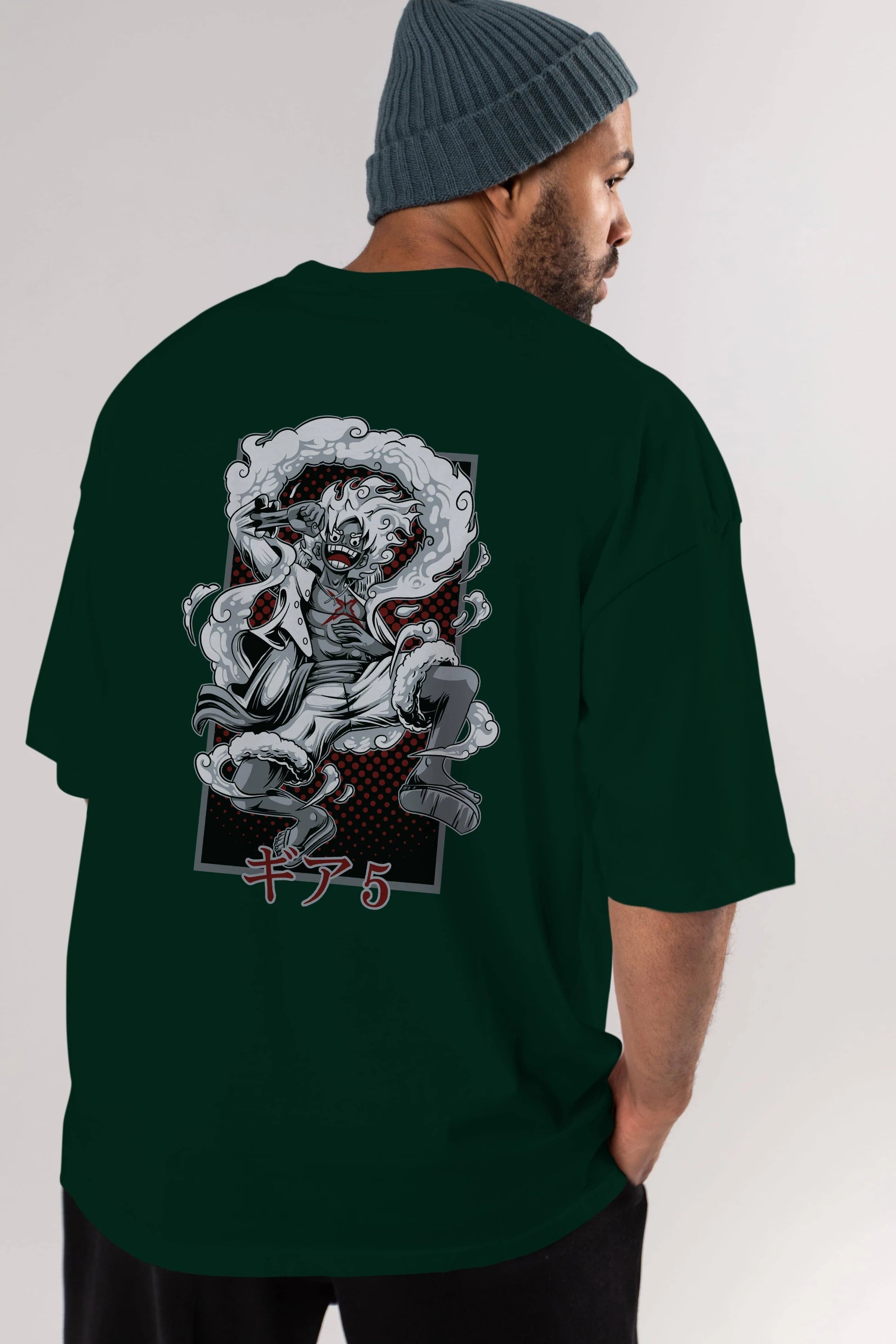 LUFFY GEAR 5 Anime Arka Baskılı Oversize t-shirt Erkek Kadın Unisex