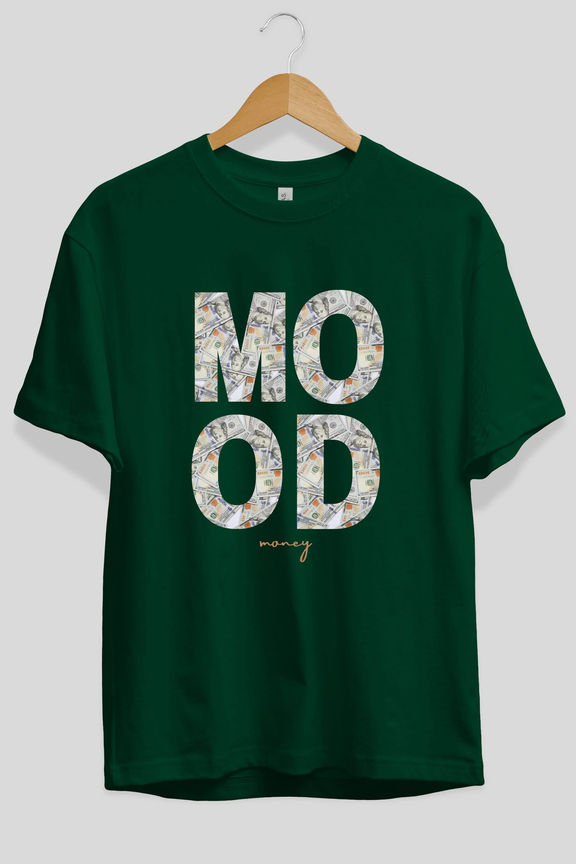 Mood Money Yazılı Ön Baskılı Oversize t-shirt Erkek Kadın Unisex