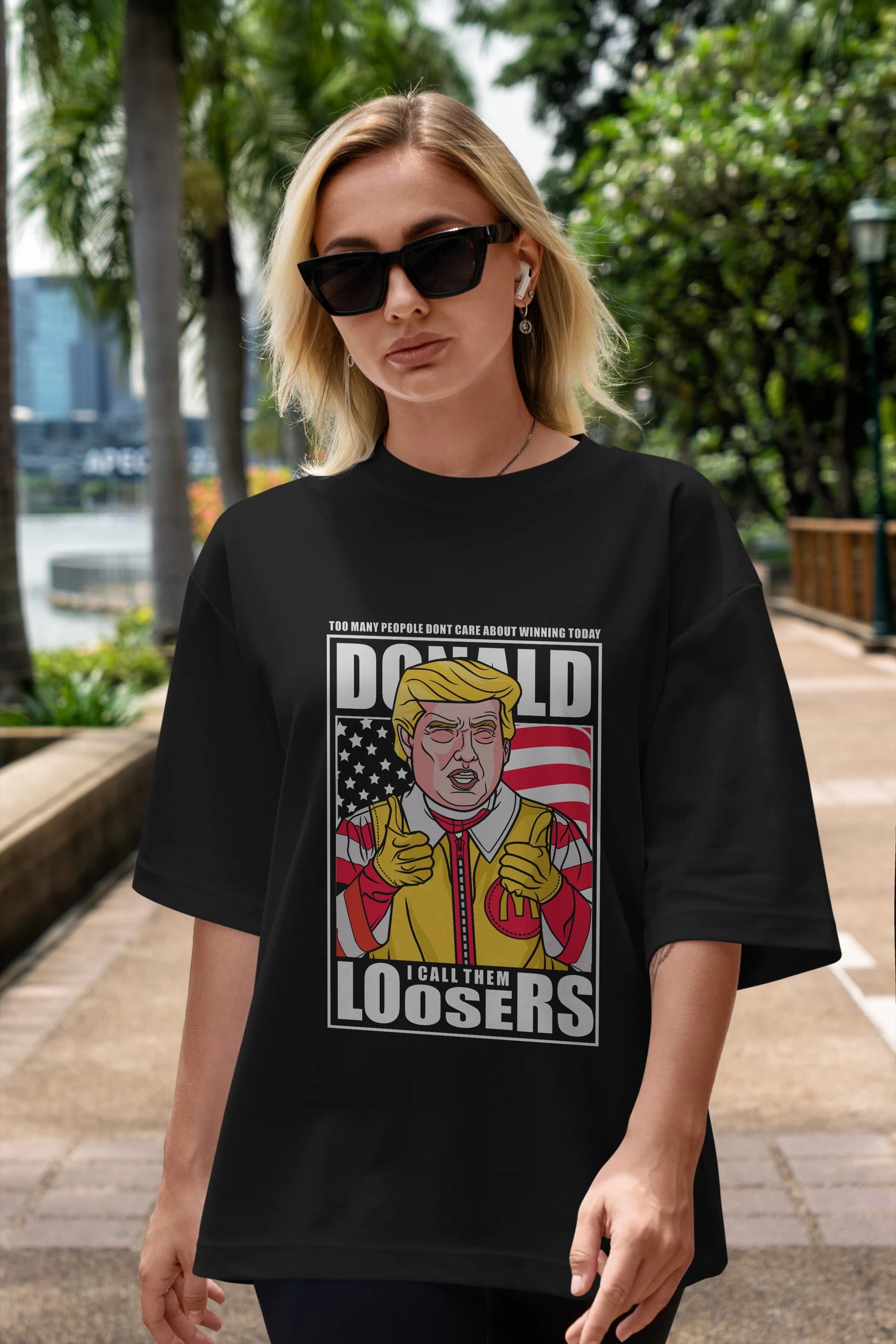 Ronald Trump Ön Baskılı Oversize t-shirt Erkek Kadın Unisex %100 Pamuk tişort