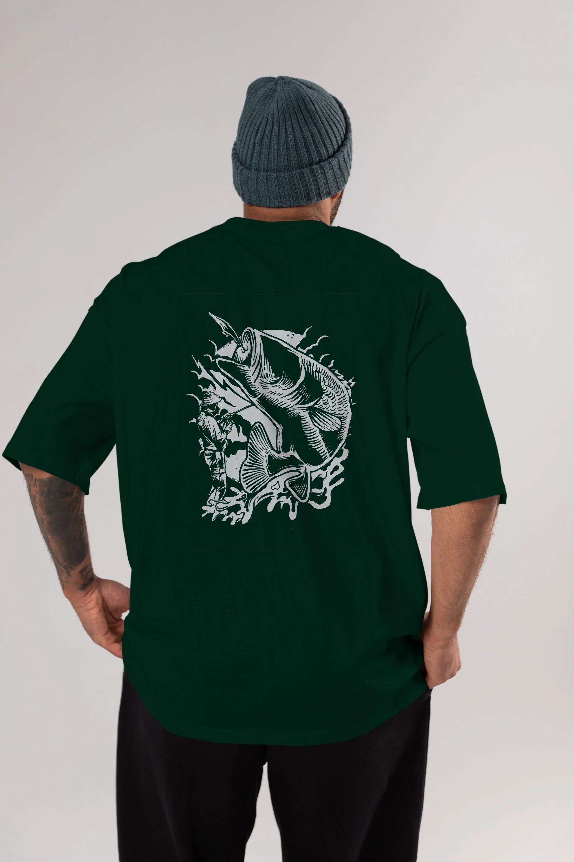 Fisherman Arka Baskılı Oversize t-shirt Erkek Kadın Unisex %100 Pamuk