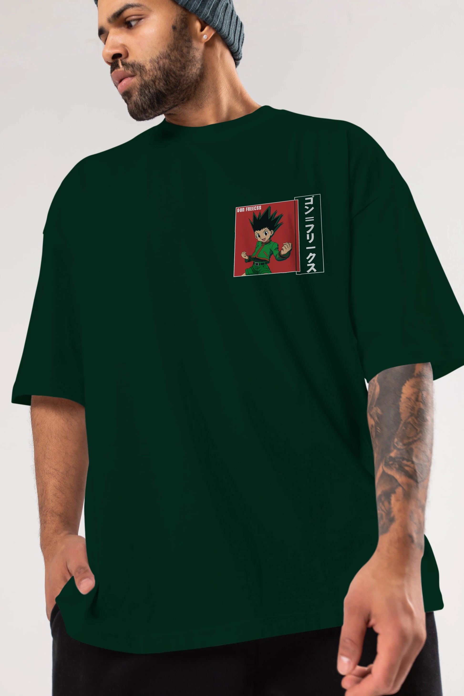 Gon Freecss HUNTER X HUNTER 5 Ön Sol Baskılı Oversize t-shirt Erkek Kadın Unisex %100 Pamuk Bisiklet Yaka tişort