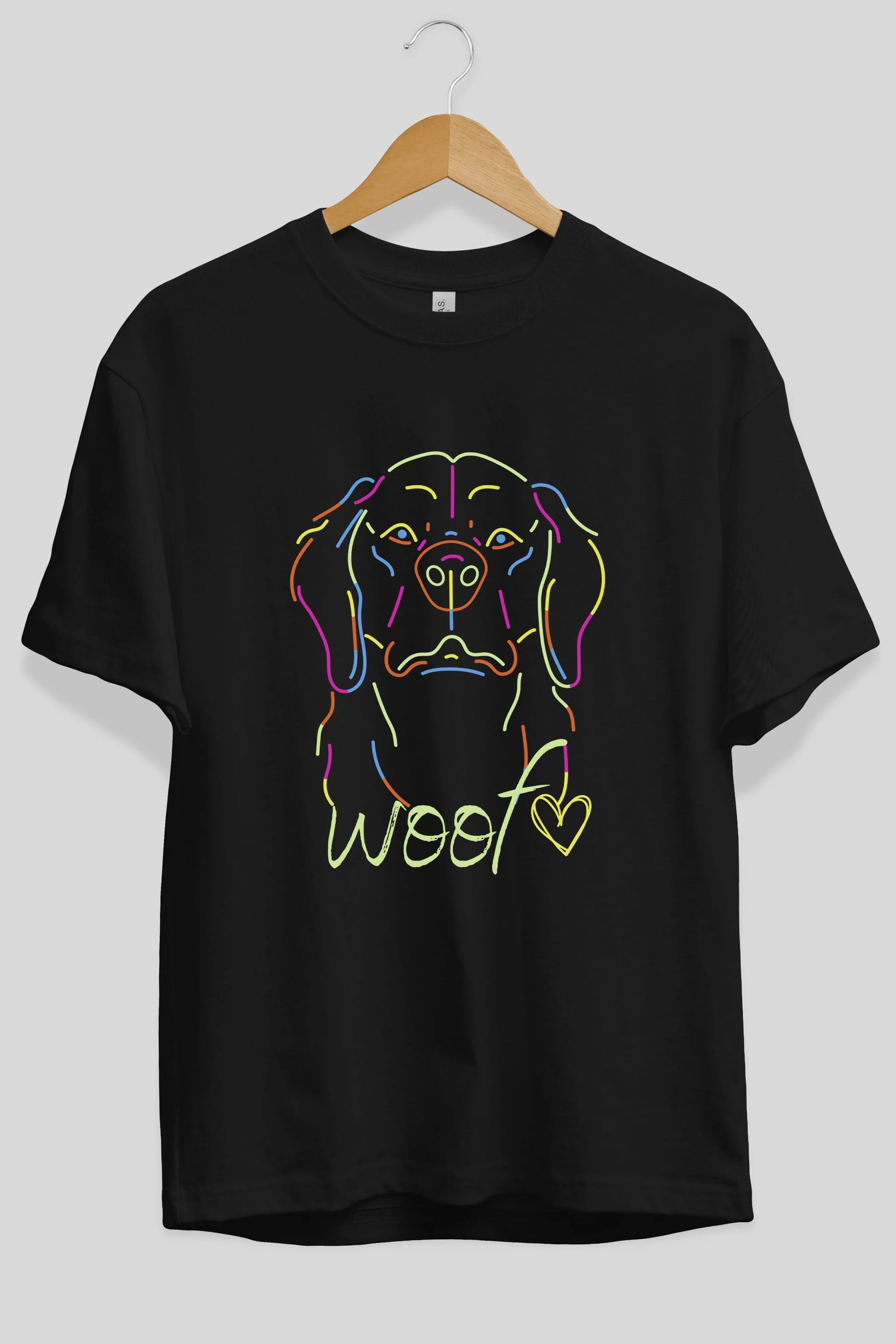Neon Dog Ön Baskılı Oversize t-shirt Erkek Kadın Unisex