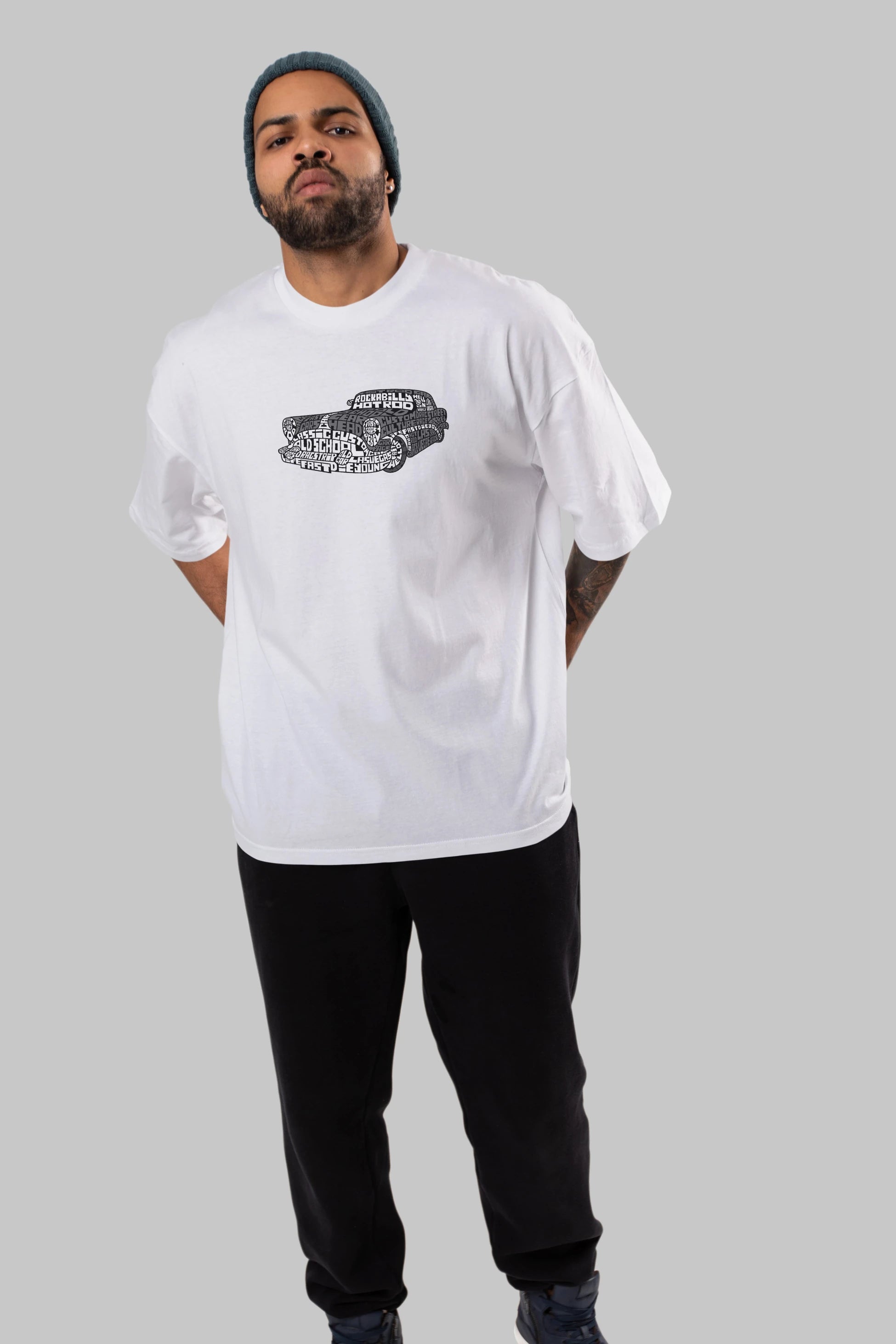 Hotrod Ön Baskılı Oversize t-shirt %100 pamuk Erkek Kadın Unisex