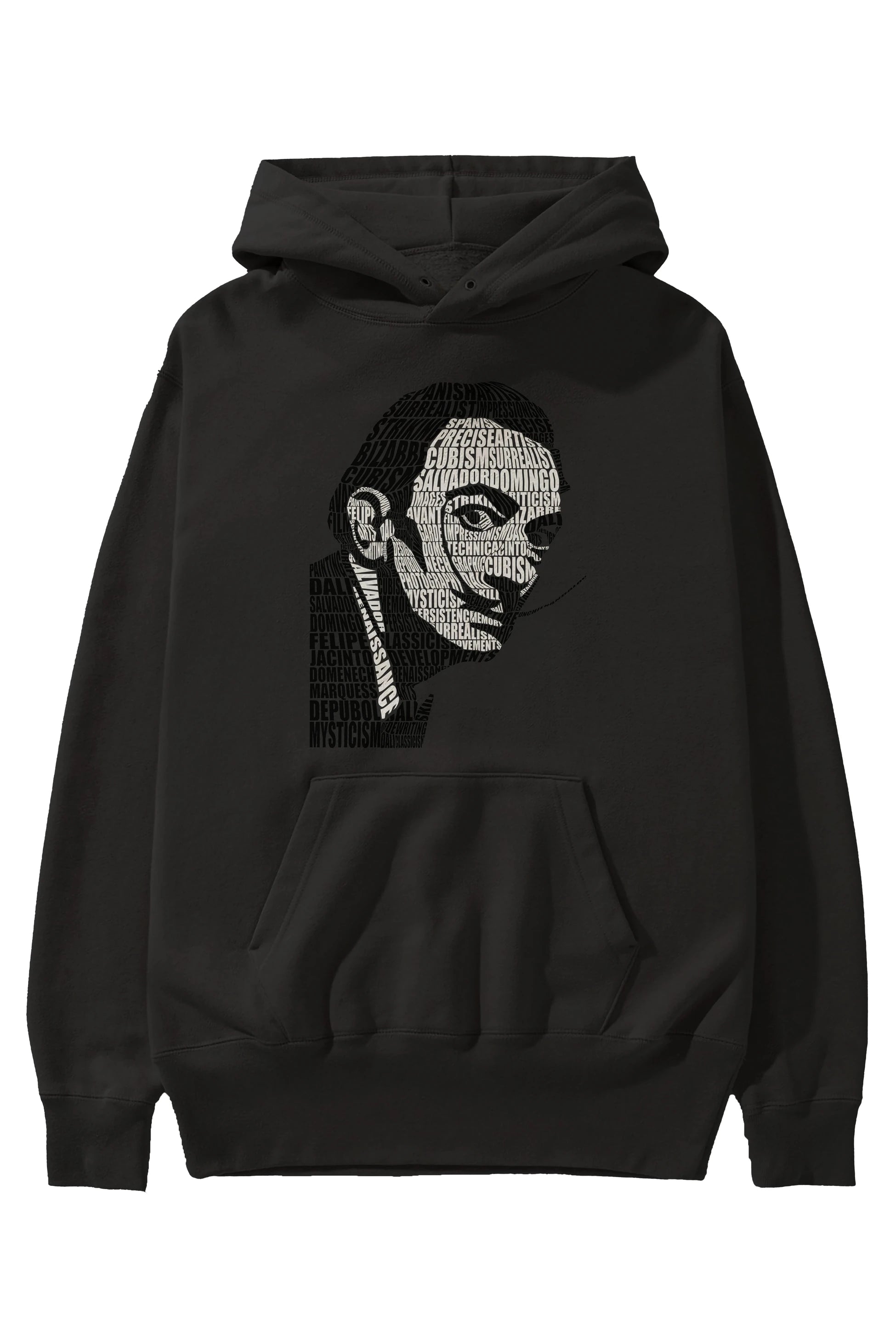 Salvador Dali Calligram Ön Baskılı Hoodie Oversize Kapüşonlu Sweatshirt Erkek Kadın Unisex