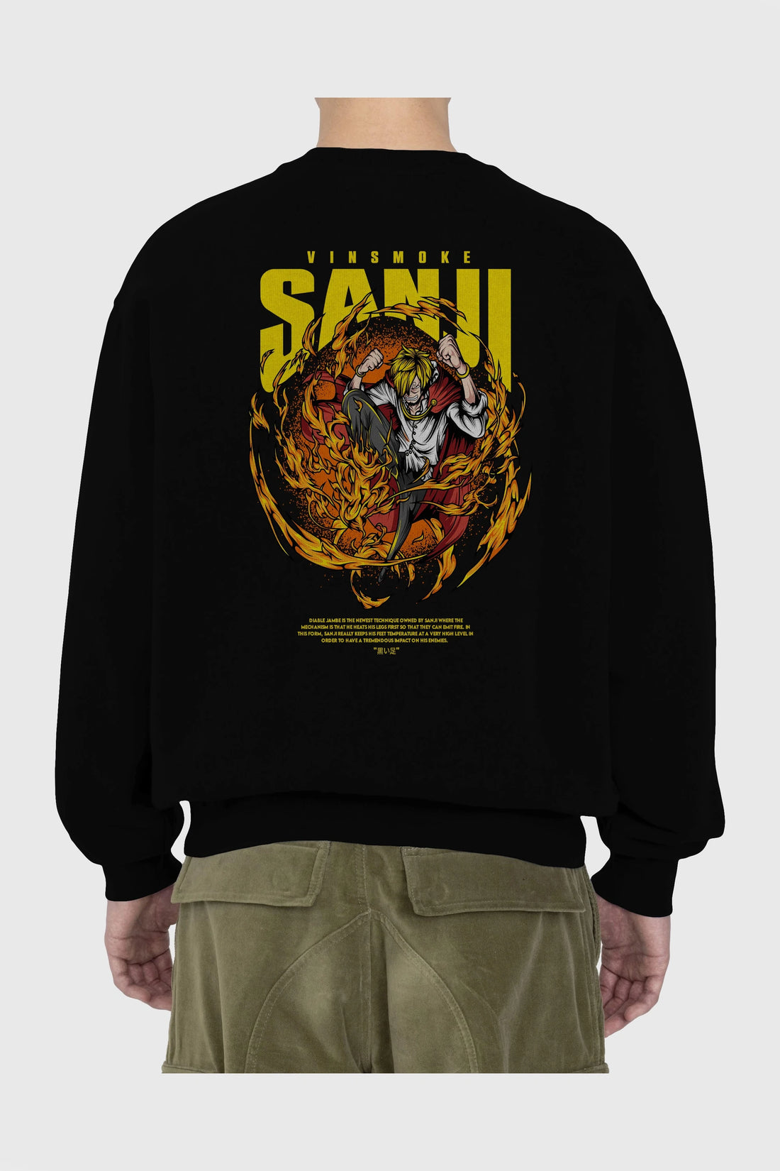 Vinsmoke Sanji Anime Arka Baskılı Oversize Sweatshirt Erkek Kadın Unisex