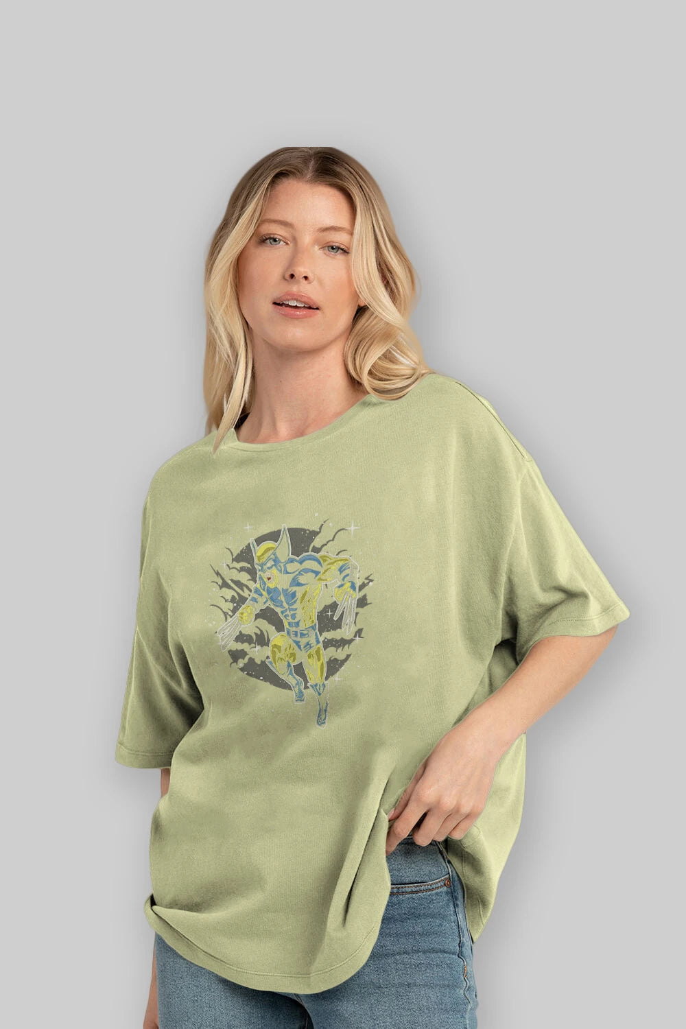 Wolverine Ön Baskılı Oversize t-shirt Erkek Kadın Unisex %100 Pamuk tişort