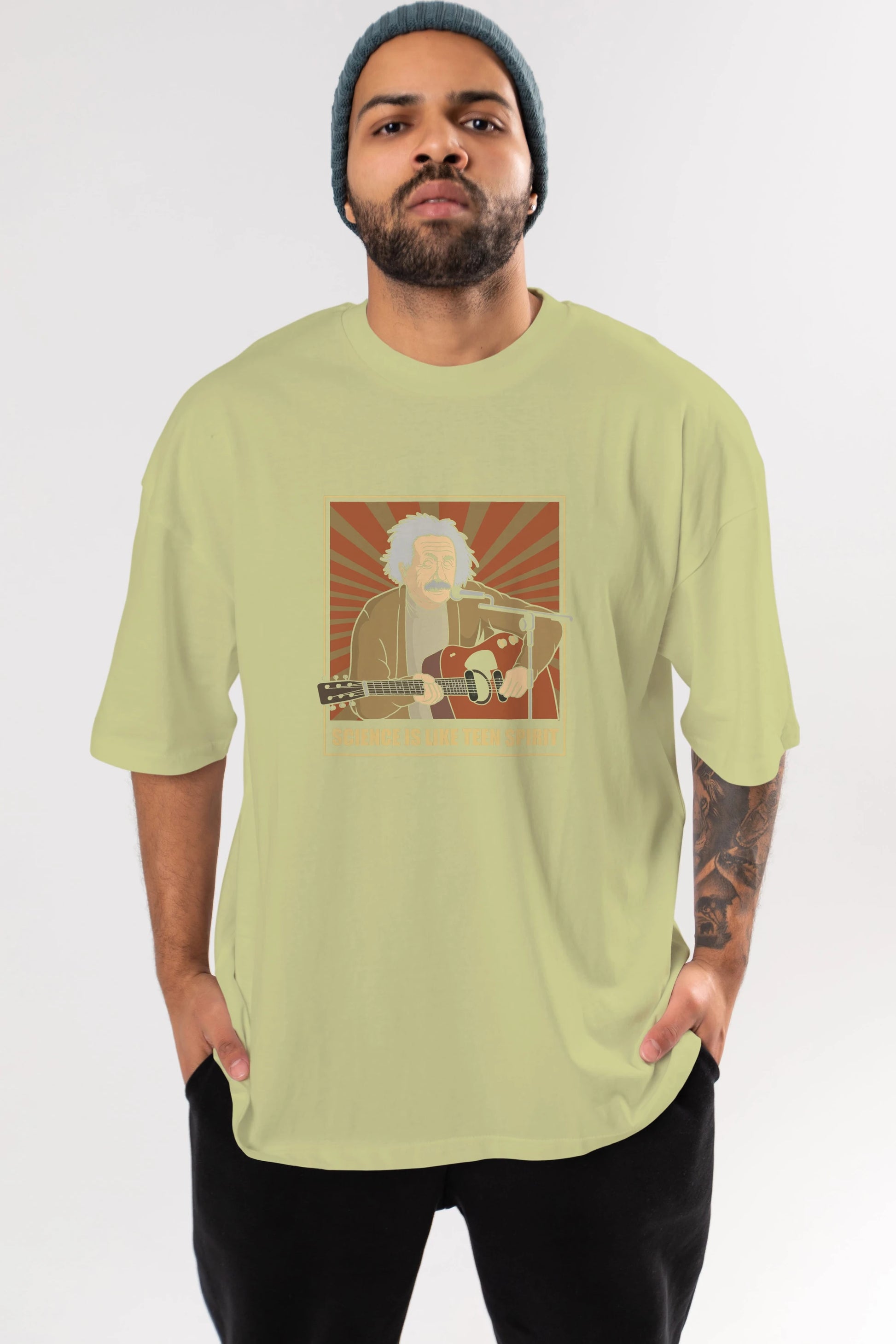 Kurt Einstein Ön Baskılı Oversize t-shirt Erkek Kadın Unisex %100 Pamuk tişort
