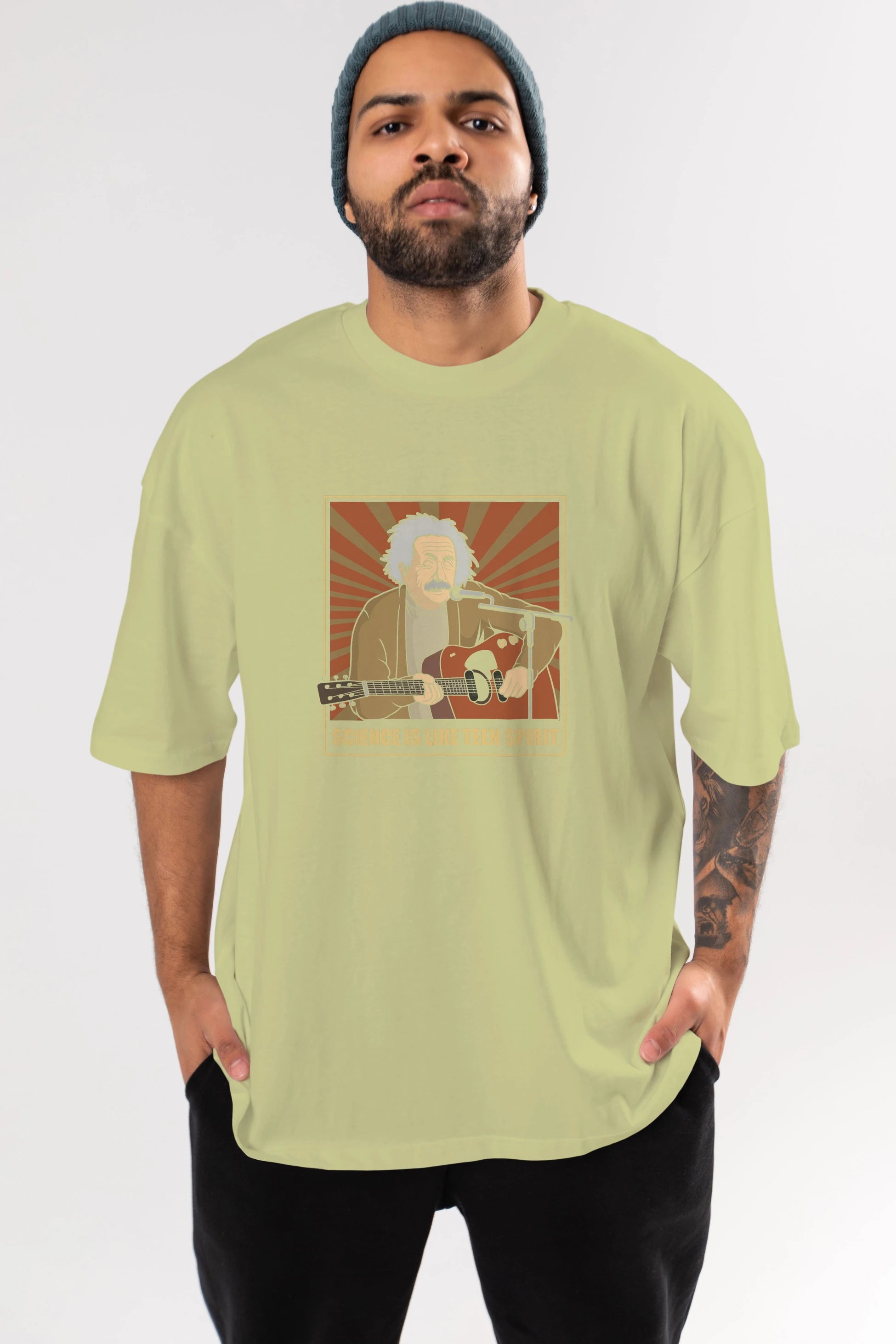 Kurt Einstein Ön Baskılı Oversize t-shirt Erkek Kadın Unisex %100 Pamuk tişort