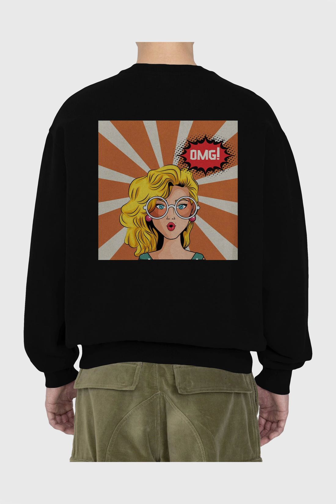 OMG Yazılı Retro Arka Baskılı Oversize Sweatshirt Erkek Kadın Unisex