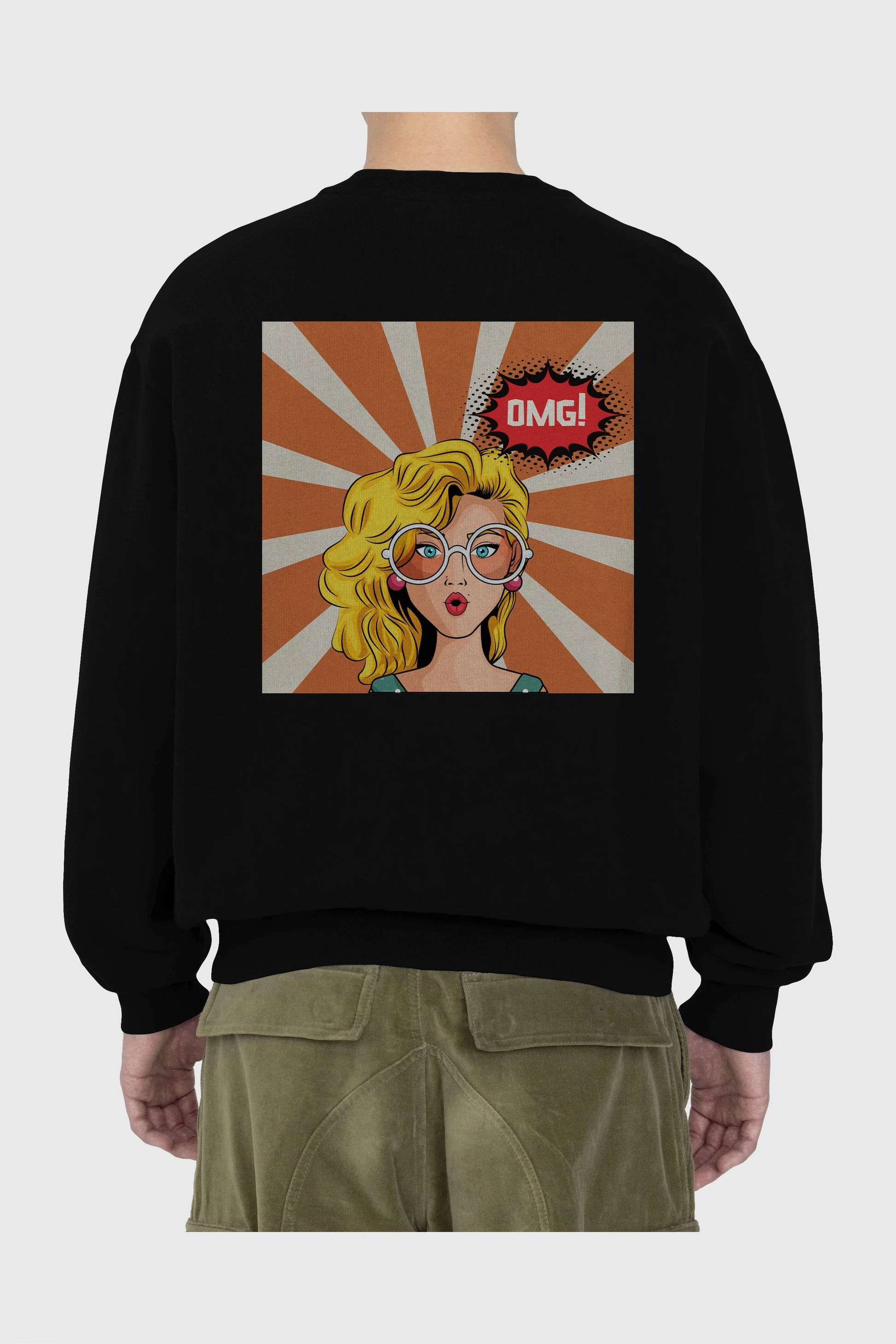OMG Yazılı Retro Arka Baskılı Oversize Sweatshirt Erkek Kadın Unisex