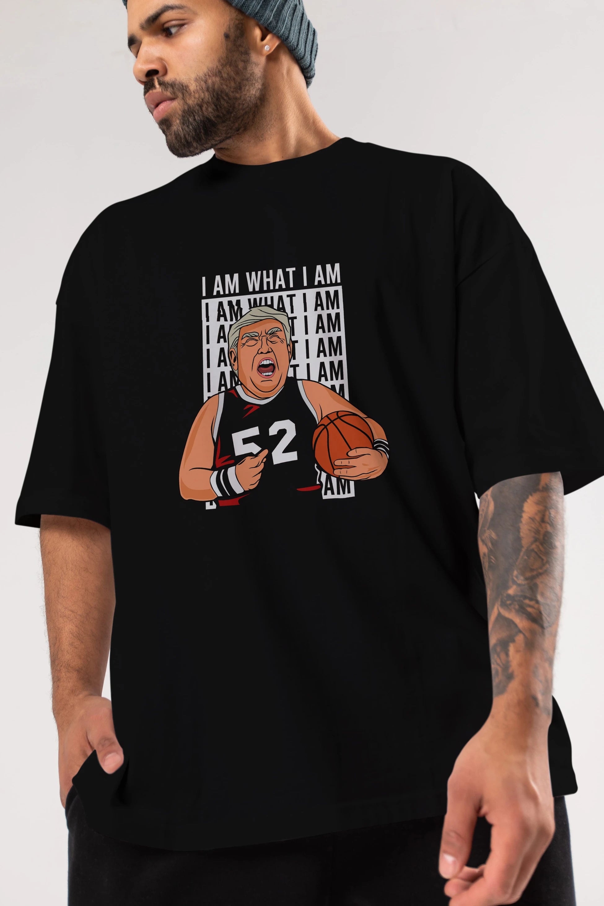 Trump Basketball Ön Baskılı Oversize t-shirt Erkek Kadın Unisex %100 Pamuk tişort
