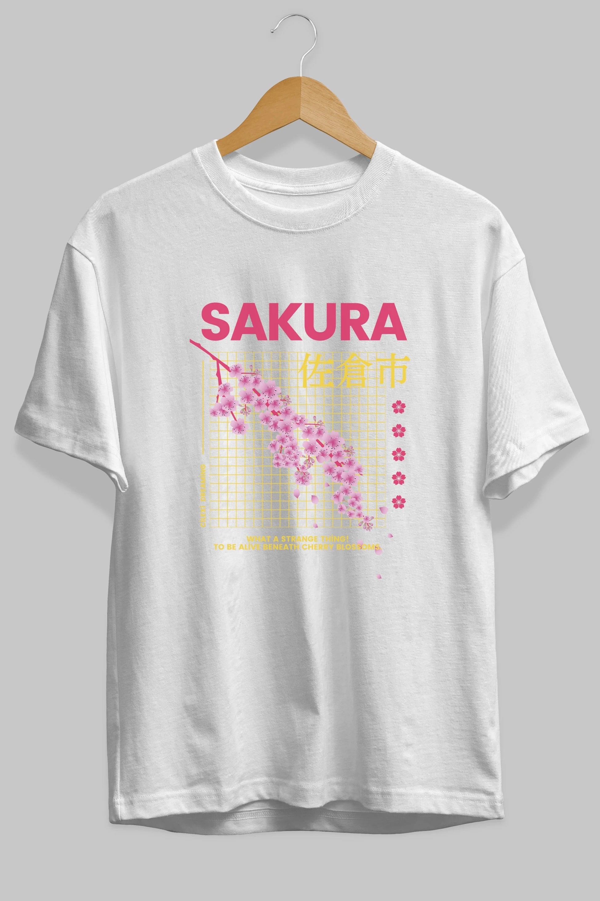 Sakura Streetwear Ön Baskılı Oversize t-shirt Erkek Kadın Unisex