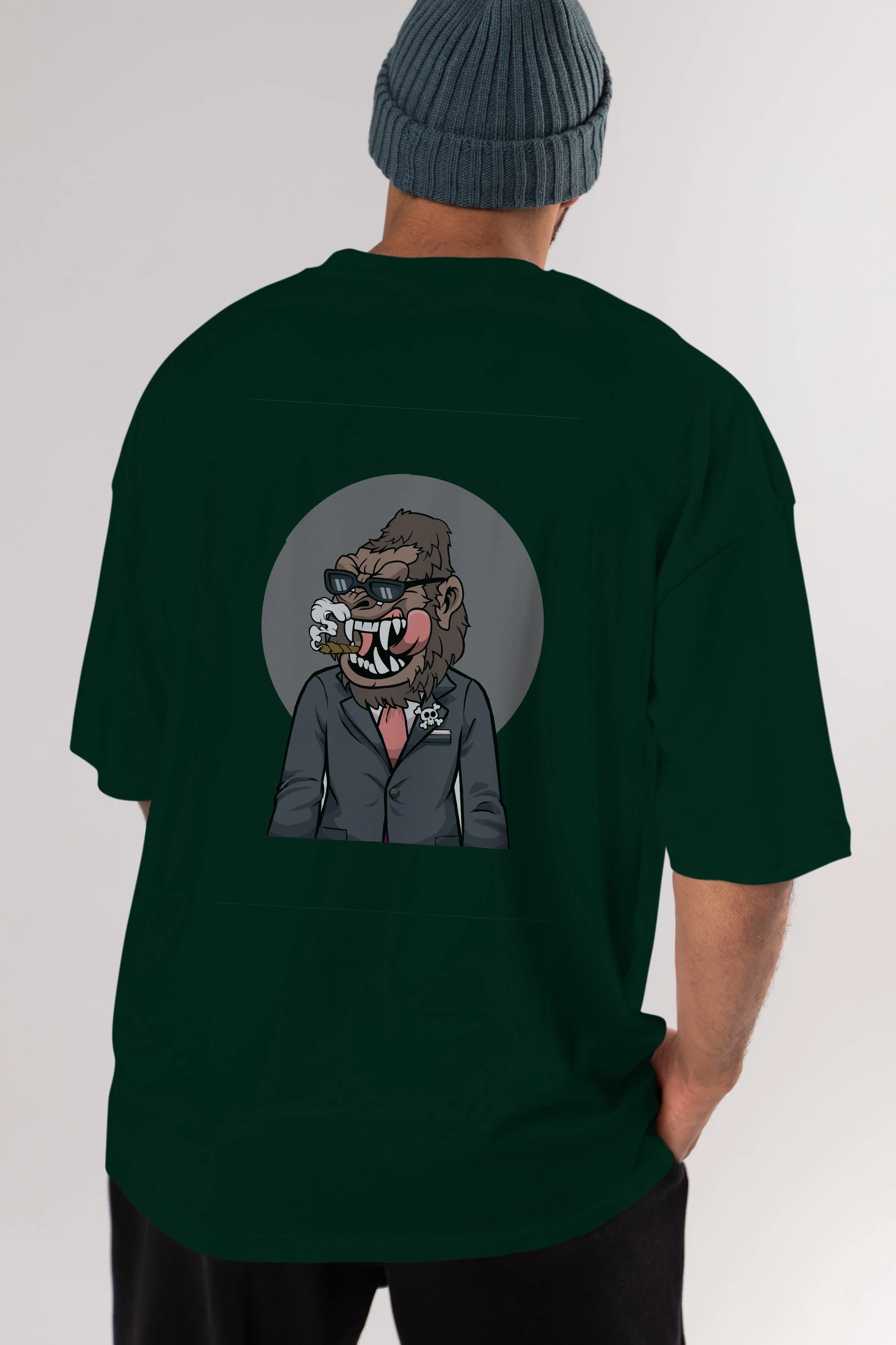 Monkey Suits Arka Baskılı Oversize t-shirt Erkek Kadın Unisex %100 Pamuk tişort