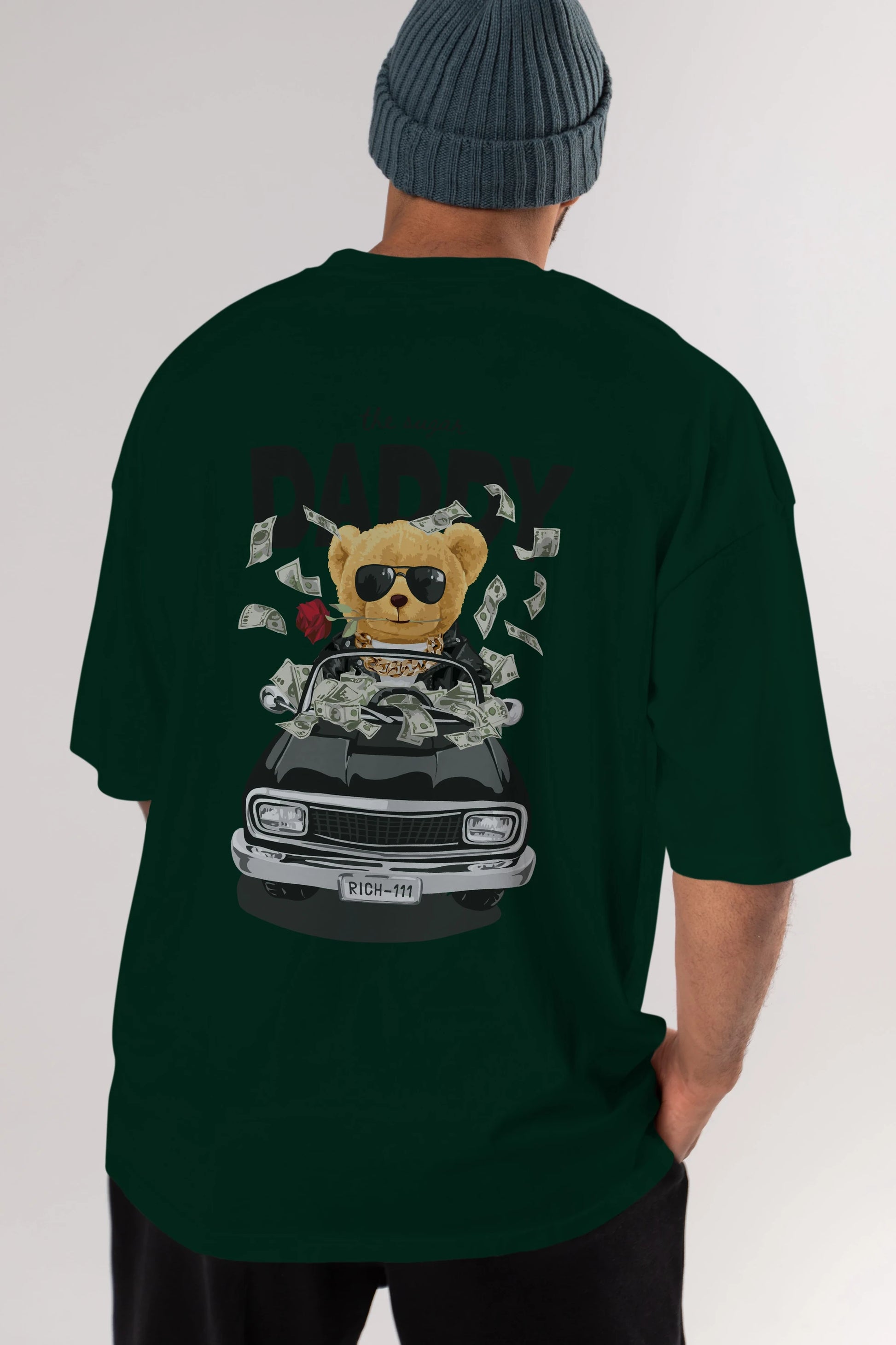Teddy Bear Daddy Arka Baskılı Oversize t-shirt Erkek Kadın Unisex %100 Pamuk