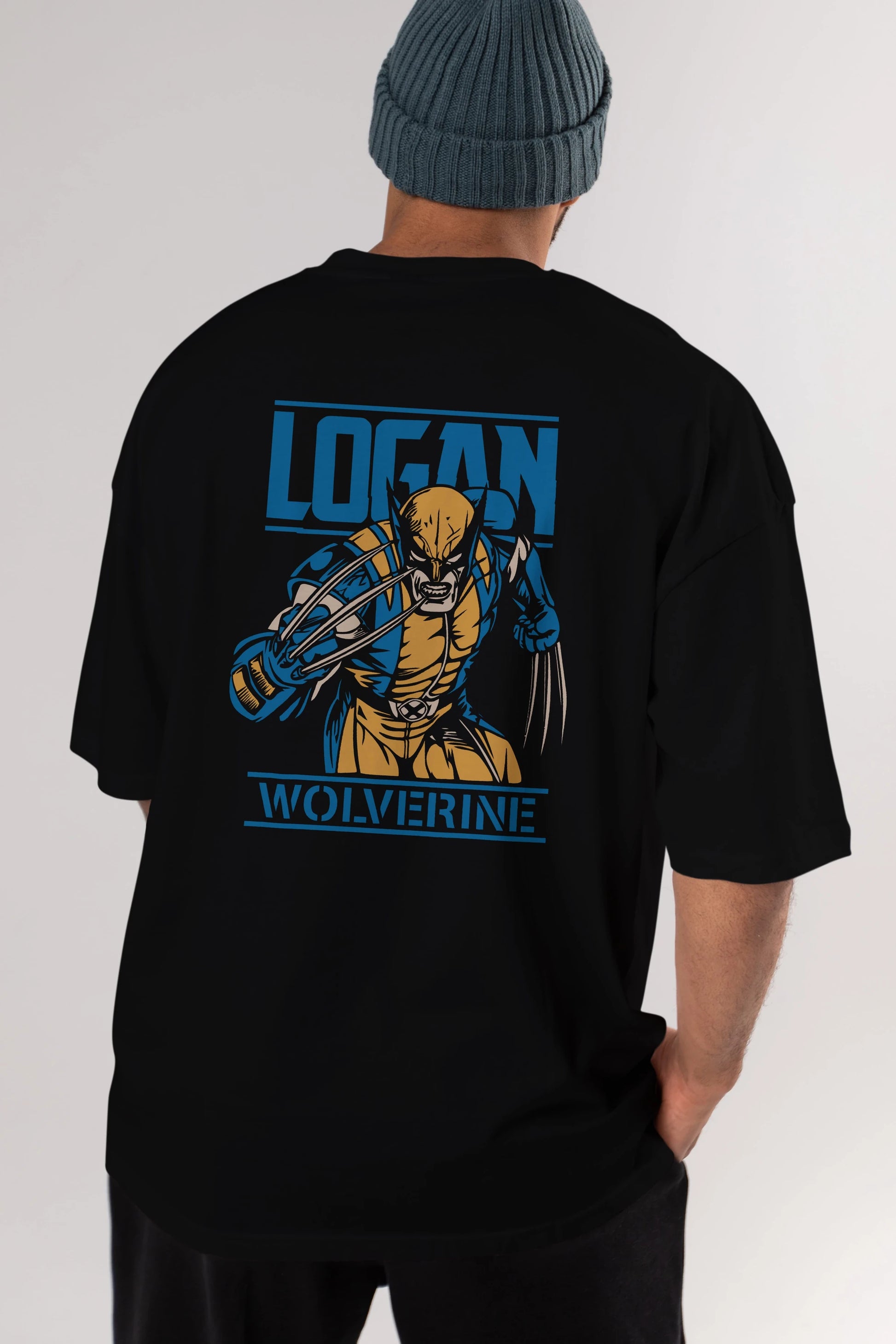 Wolverine Logan Arka Baskılı Oversize t-shirt Erkek Kadın Unisex %100 Pamuk Bisiklet Yaka tişort