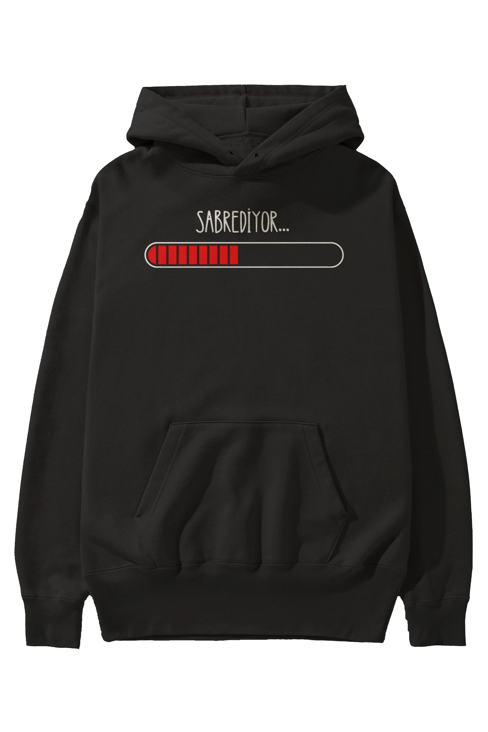 Sabrediyor Yazılı Ön Baskılı Oversize Hoodie Kapüşonlu Sweatshirt Erkek Kadın Unisex