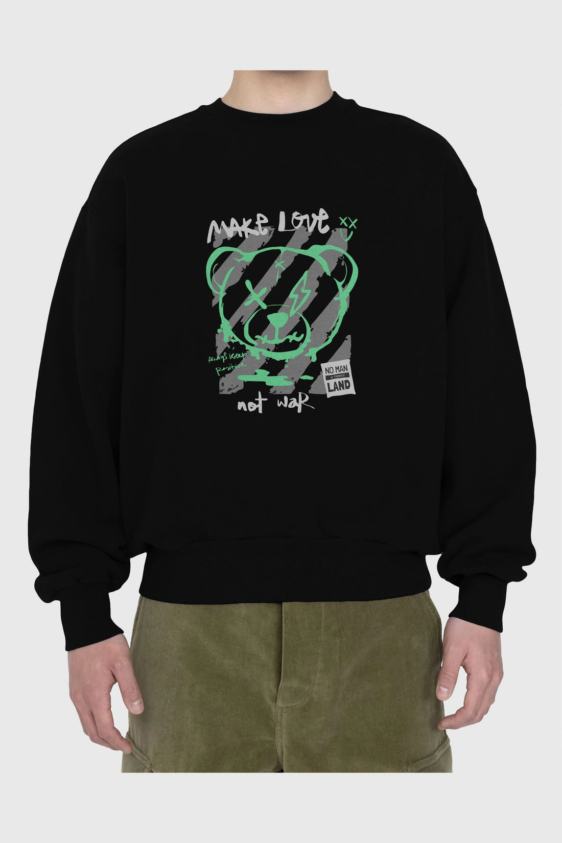 Make Love Bear Ön Baskılı Oversize Sweatshirt Erkek Kadın Unisex