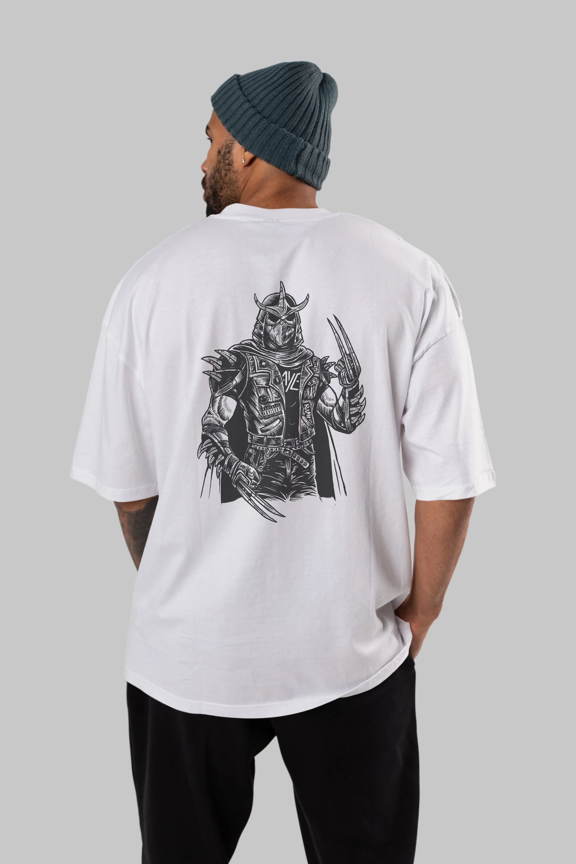 Shredder Punk Arka Baskılı Oversize t-shirt Erkek Kadın Unisex %100 Pamuk