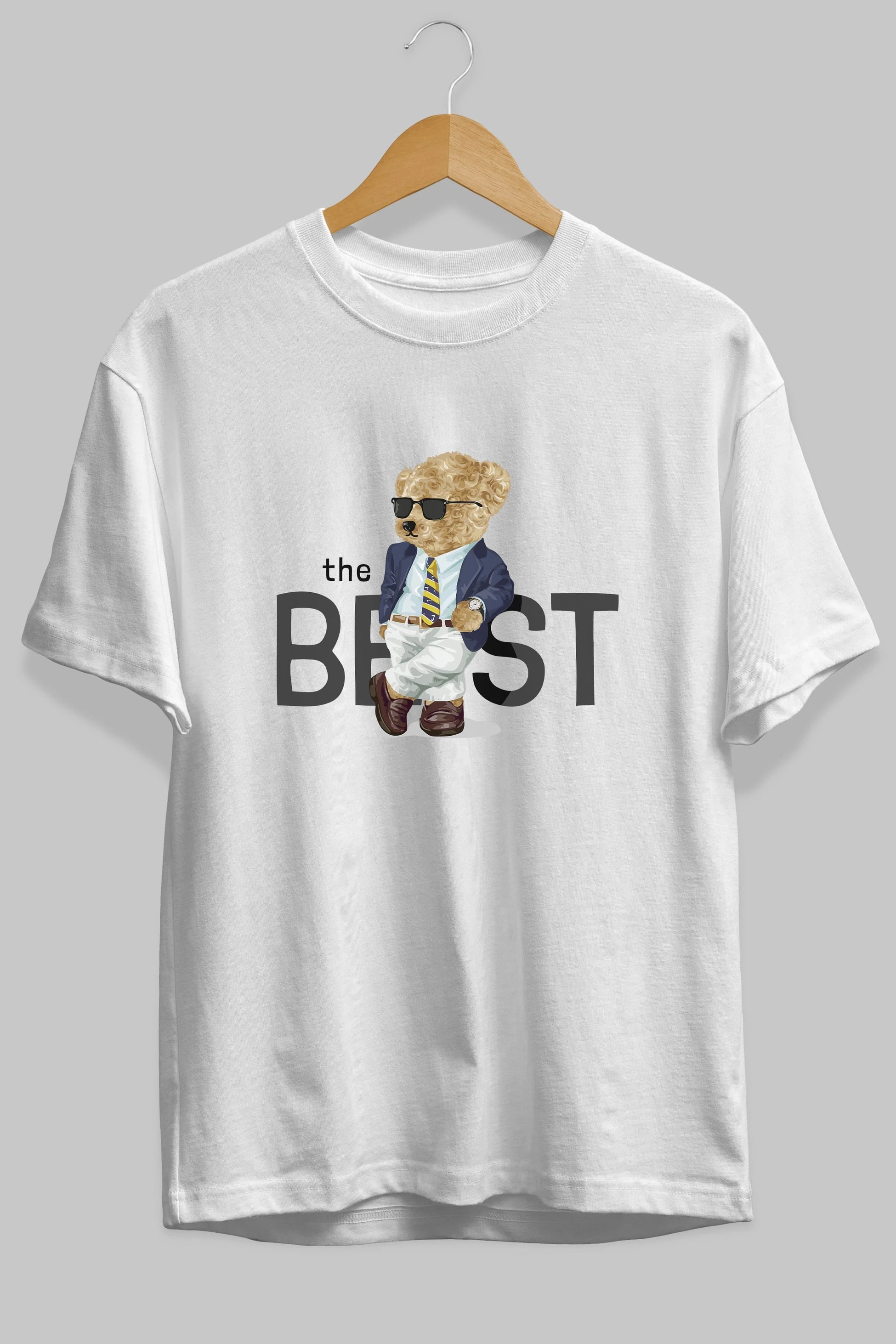 Teddy Bear The Best Ön Baskılı Oversize t-shirt Erkek Kadın Unisex %100 Pamuk