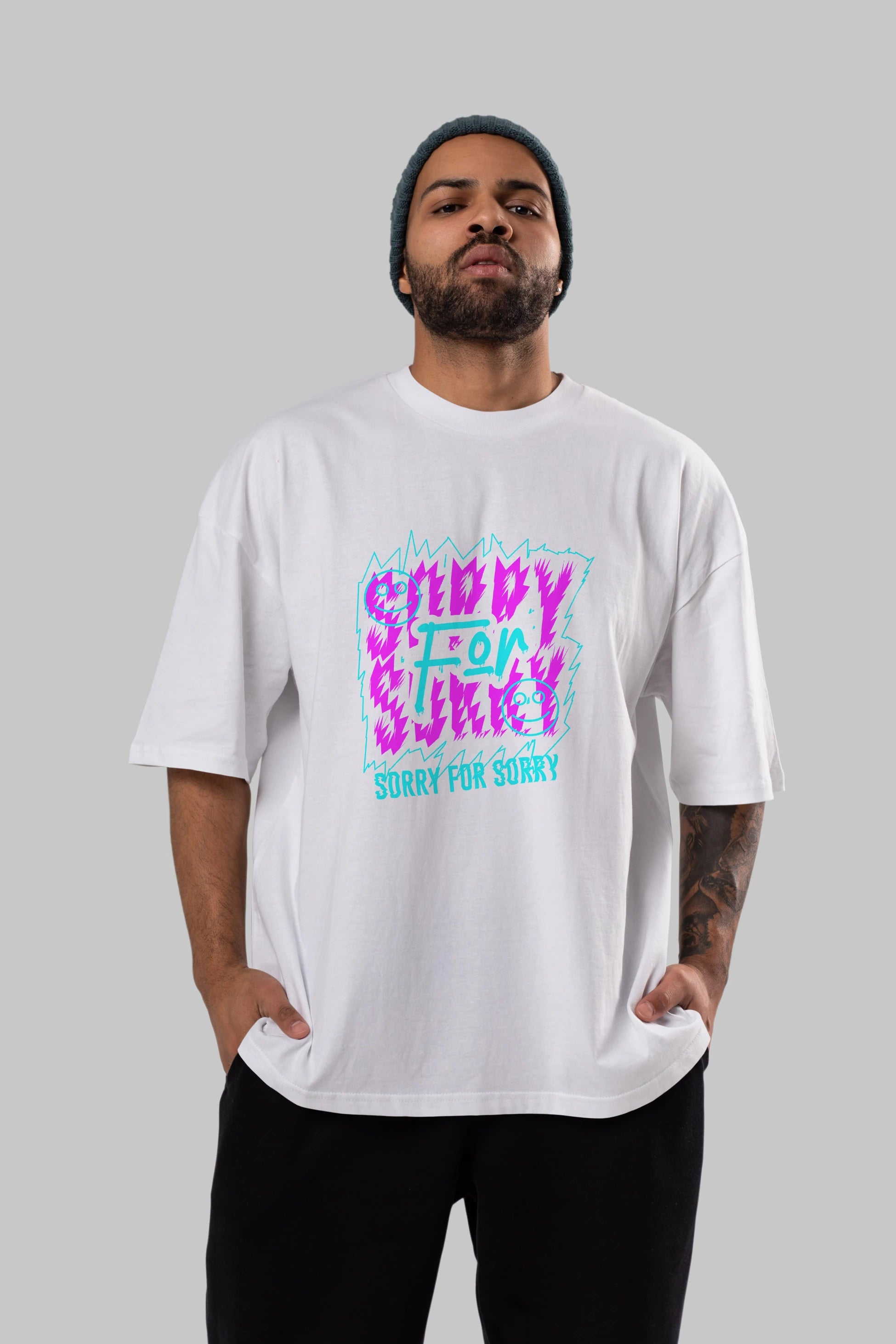 Sorry for Sorry Ön Baskılı Oversize t-shirt Erkek Kadın Unisex