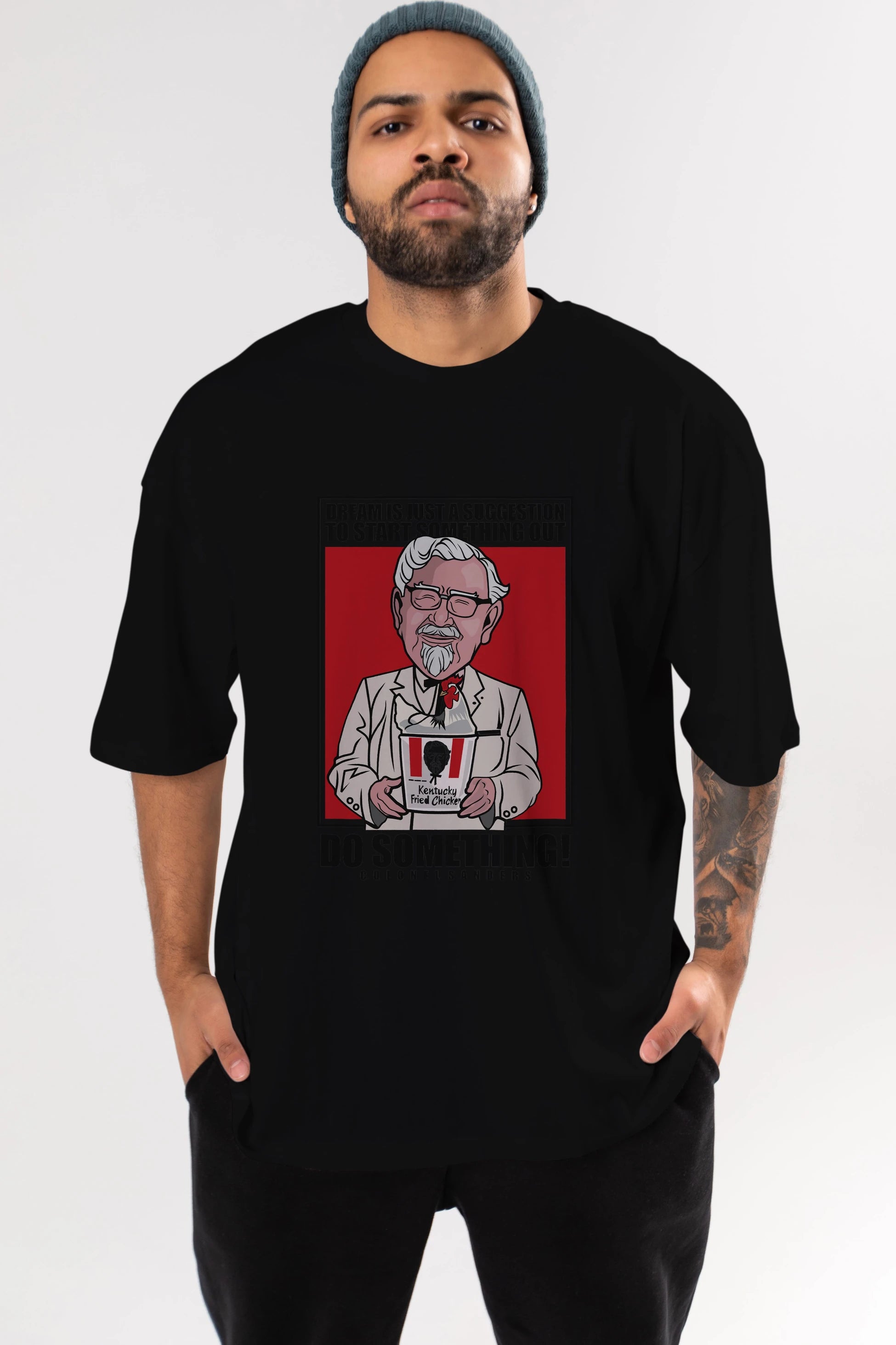 Colonel Sanders Ön Baskılı Oversize t-shirt Erkek Kadın Unisex %100 Pamuk tişort