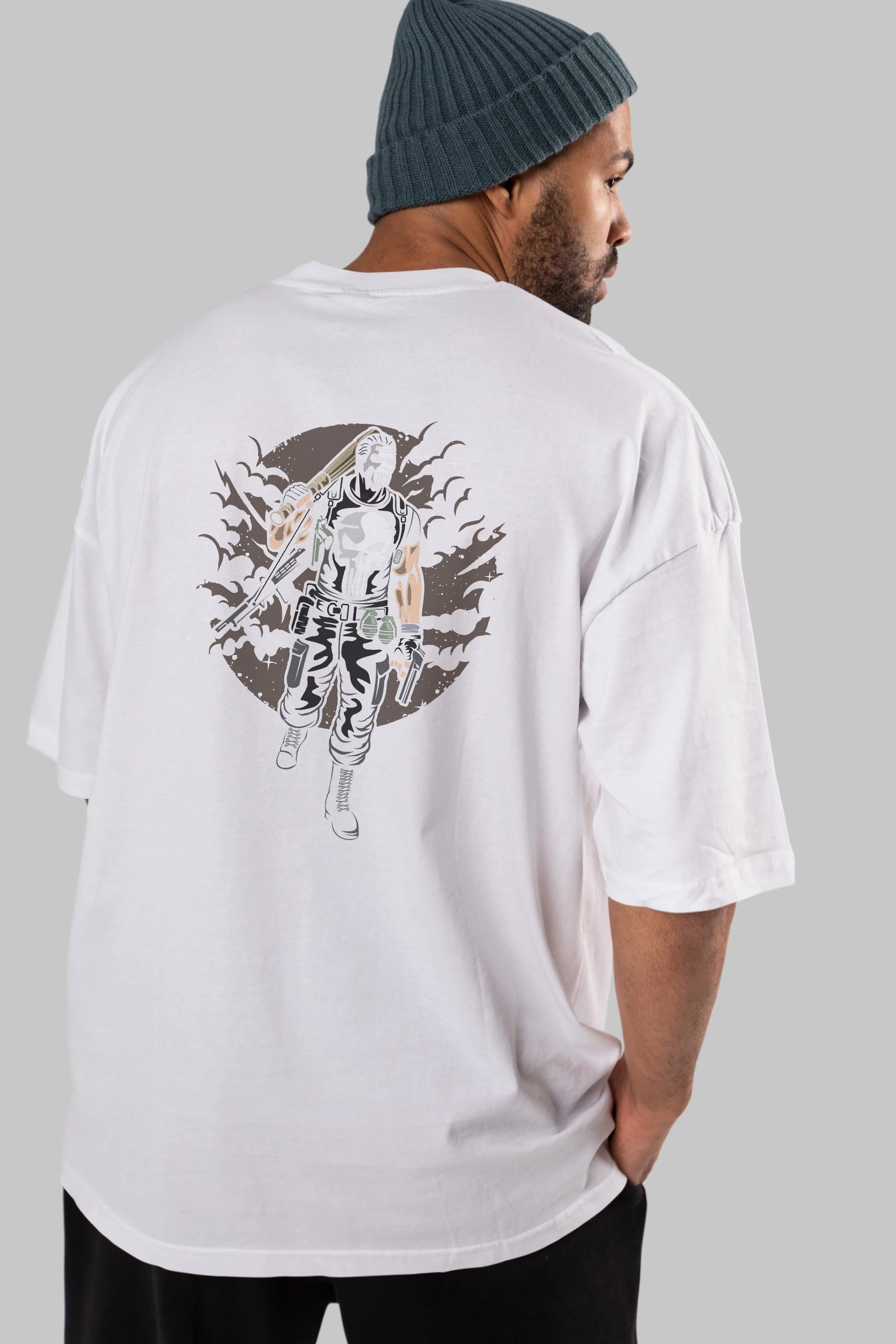 Punisher Arka Baskılı Oversize t-shirt Erkek Kadın Unisex %100 Pamuk