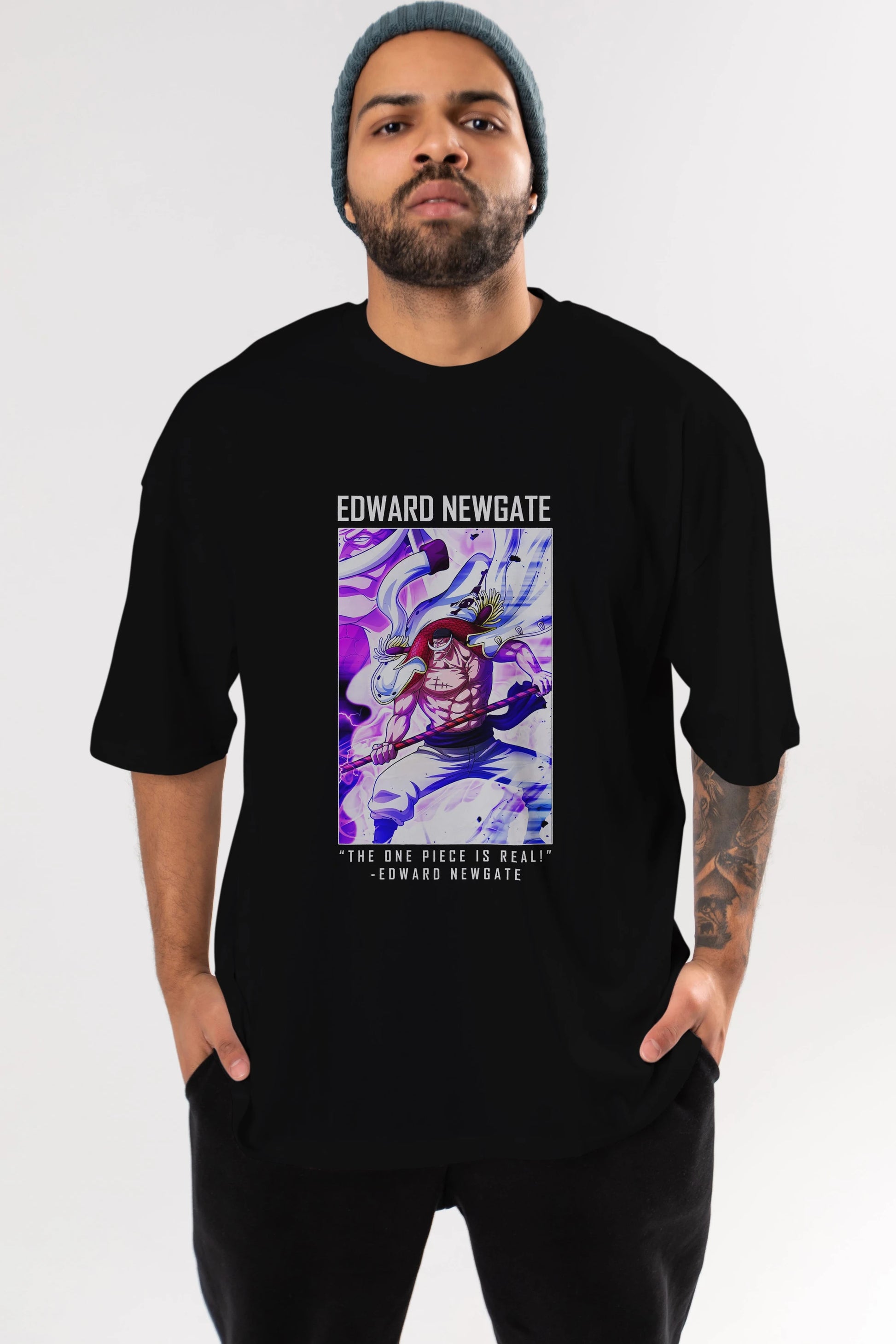 Edward Newgate Arka Baskılı Anime Oversize Sweatshirt Erkek Kadın Unisex