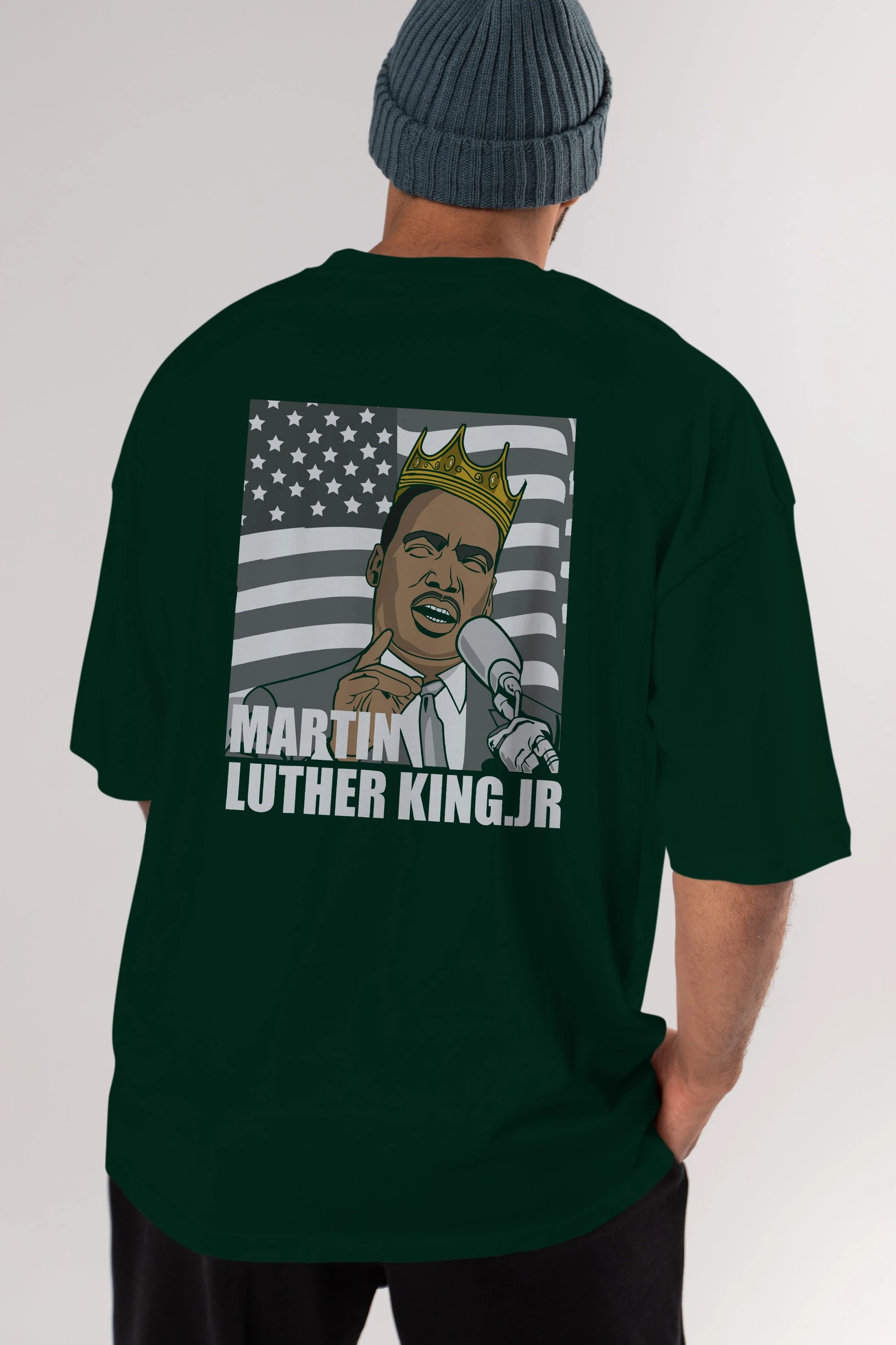 Luther King Arka Baskılı Oversize t-shirt Erkek Kadın Unisex %100 Pamuk tişort
