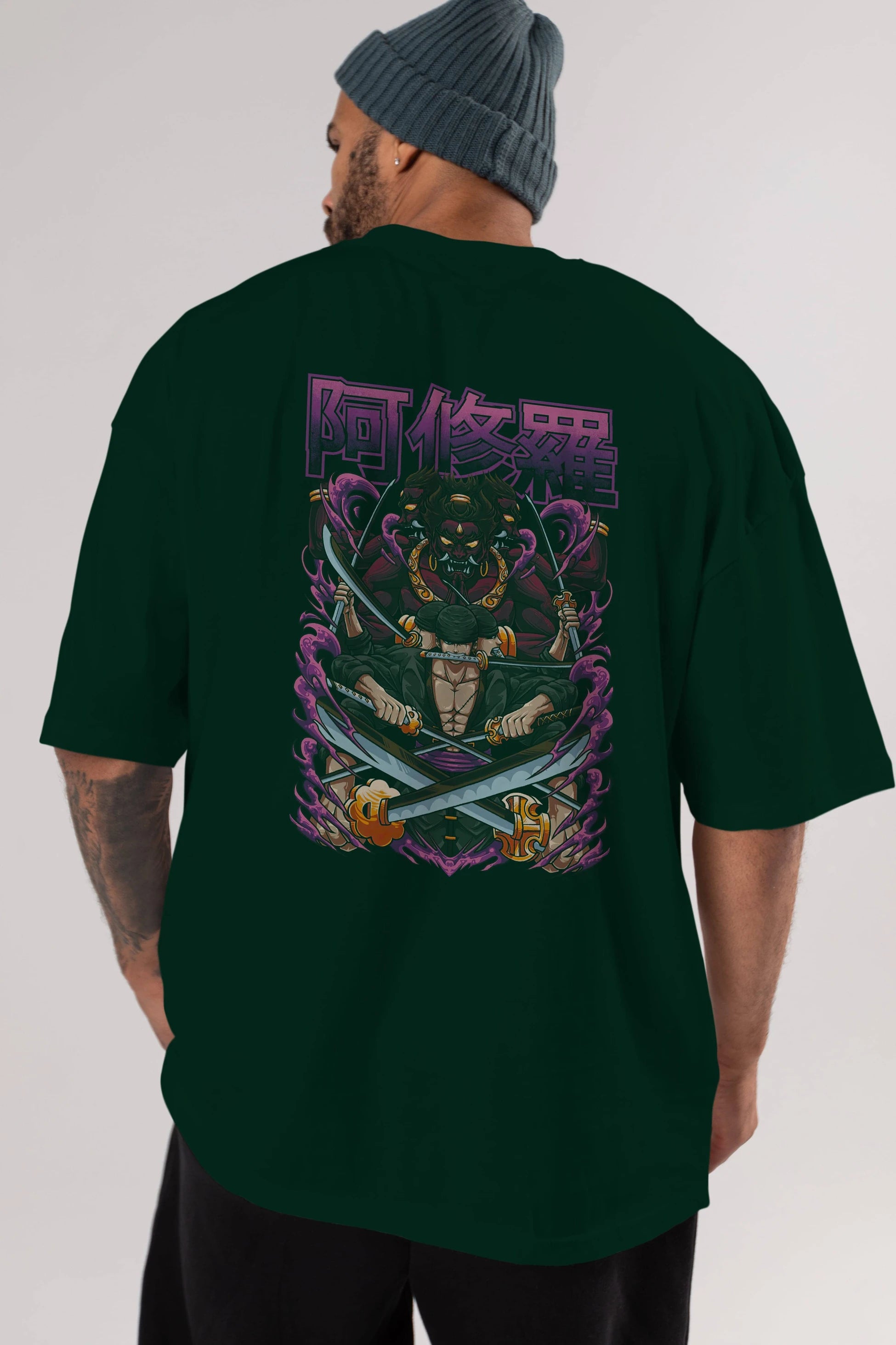 Roronoa Zoro 1 Anime Arka Baskılı Oversize t-shirt Erkek Kadın Unisex