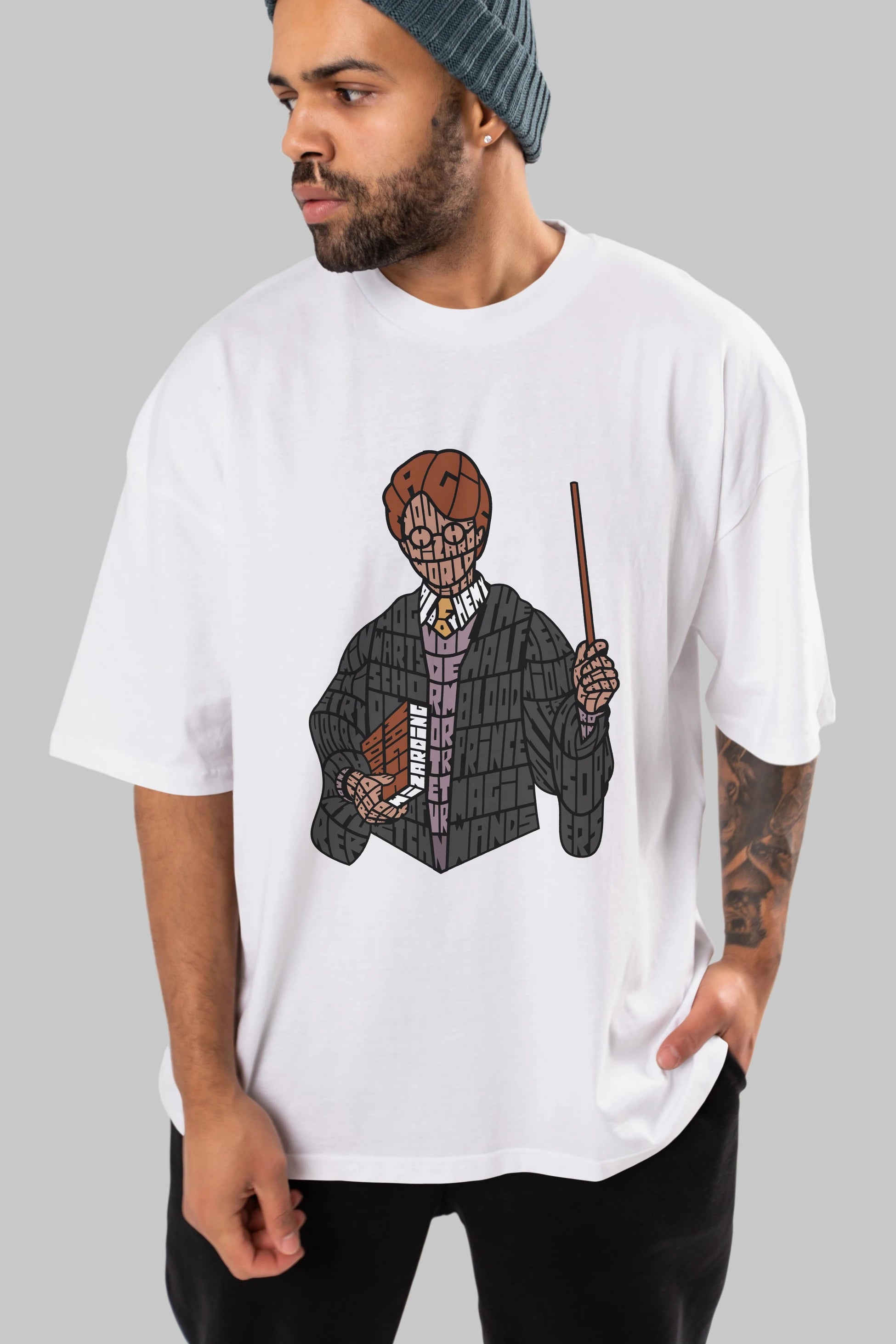 Harry Ön Baskılı Oversize t-shirt %100 pamuk Erkek Kadın Unisex