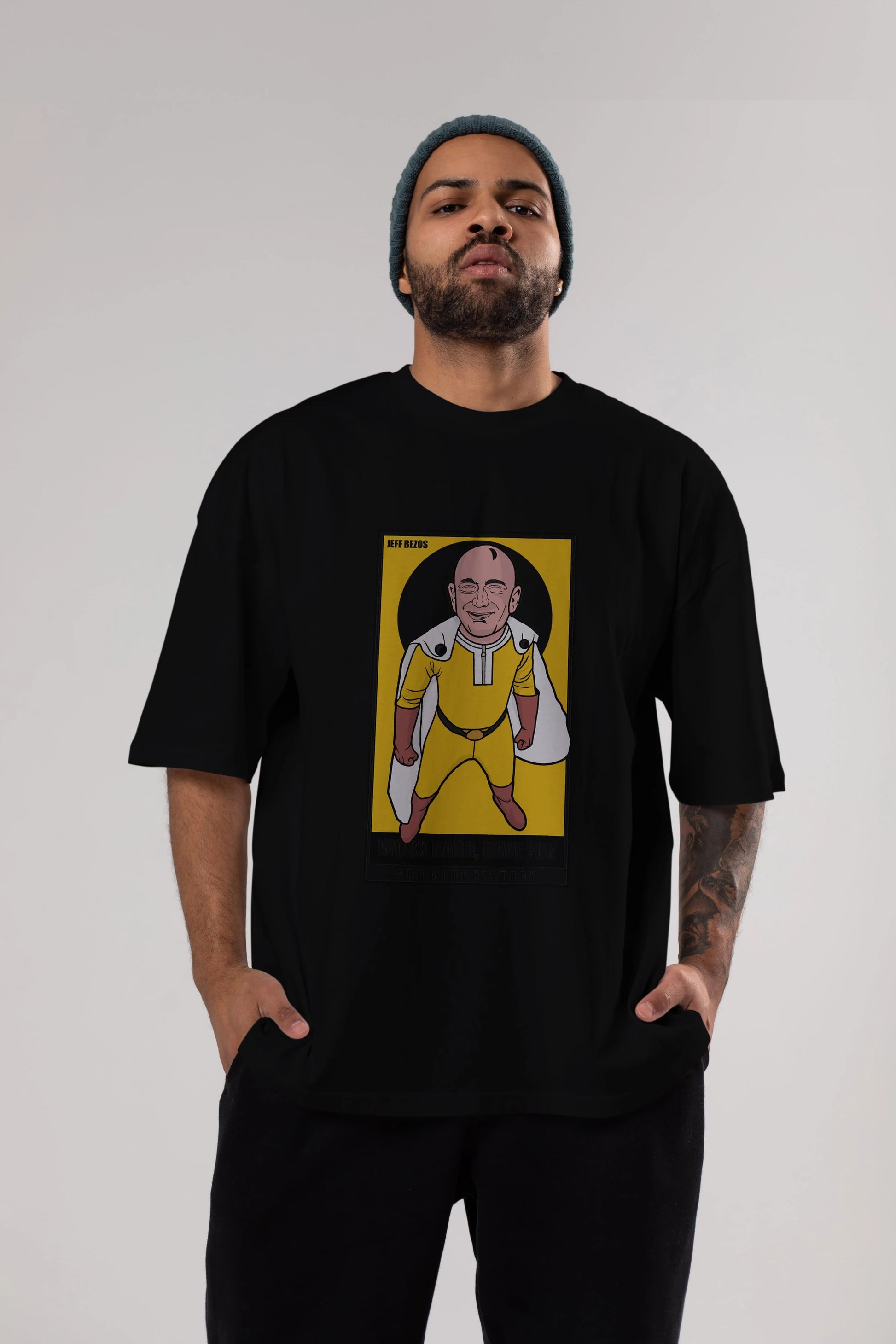 Jeff Bezos Saitama Ön Baskılı Oversize t-shirt Erkek Kadın Unisex %100 Pamuk tişort