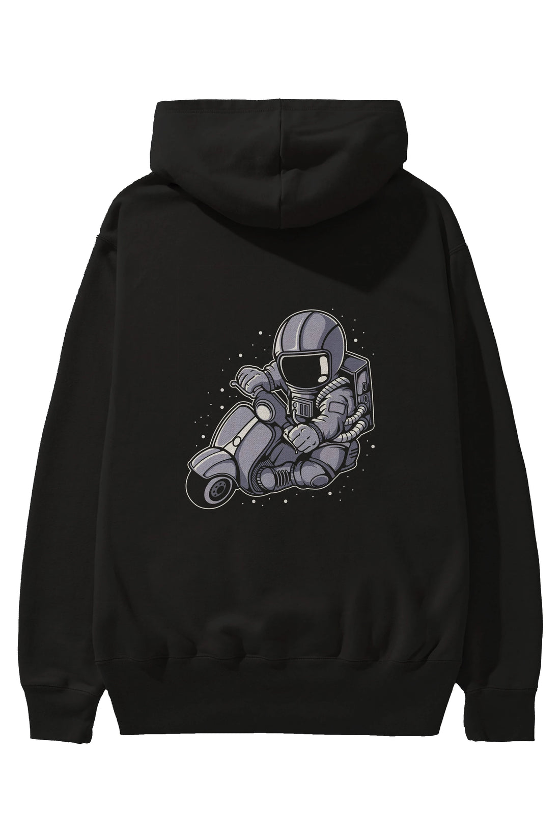 Astronaut Scooter (2) Arka Baskılı Hoodie Oversize Kapüşonlu Sweatshirt Erkek Kadın Unisex